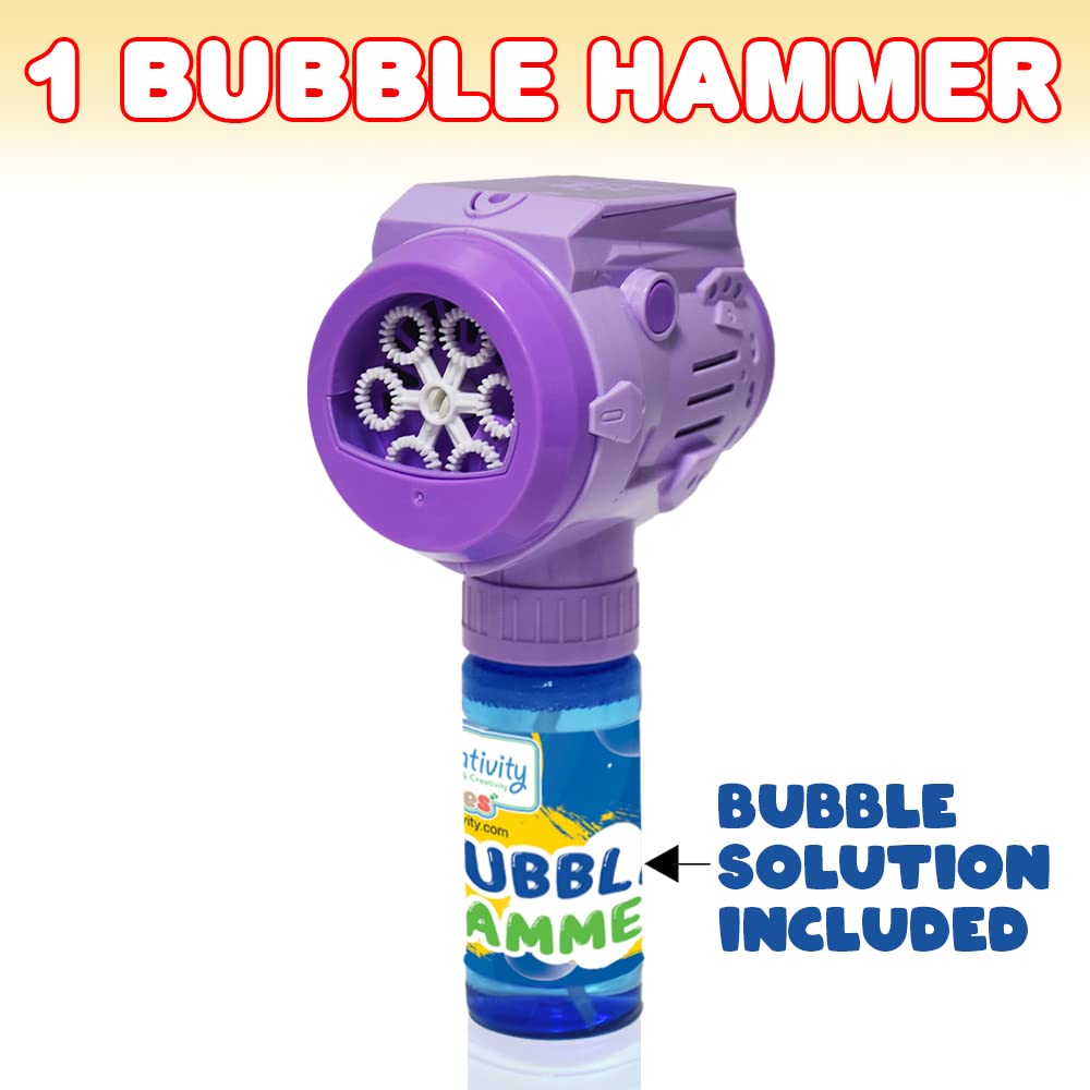 ArtCreativity Automatic Bubble Hammer Toy for Kids - Handheld Bubble Maker Machine with Included Bubble Solution, Creates Bigger & Easier Bubbles - Perfect Outdoor Birthday Gift for Boys & Girls (Great for Parties, Backyard Play & Summer Activities)