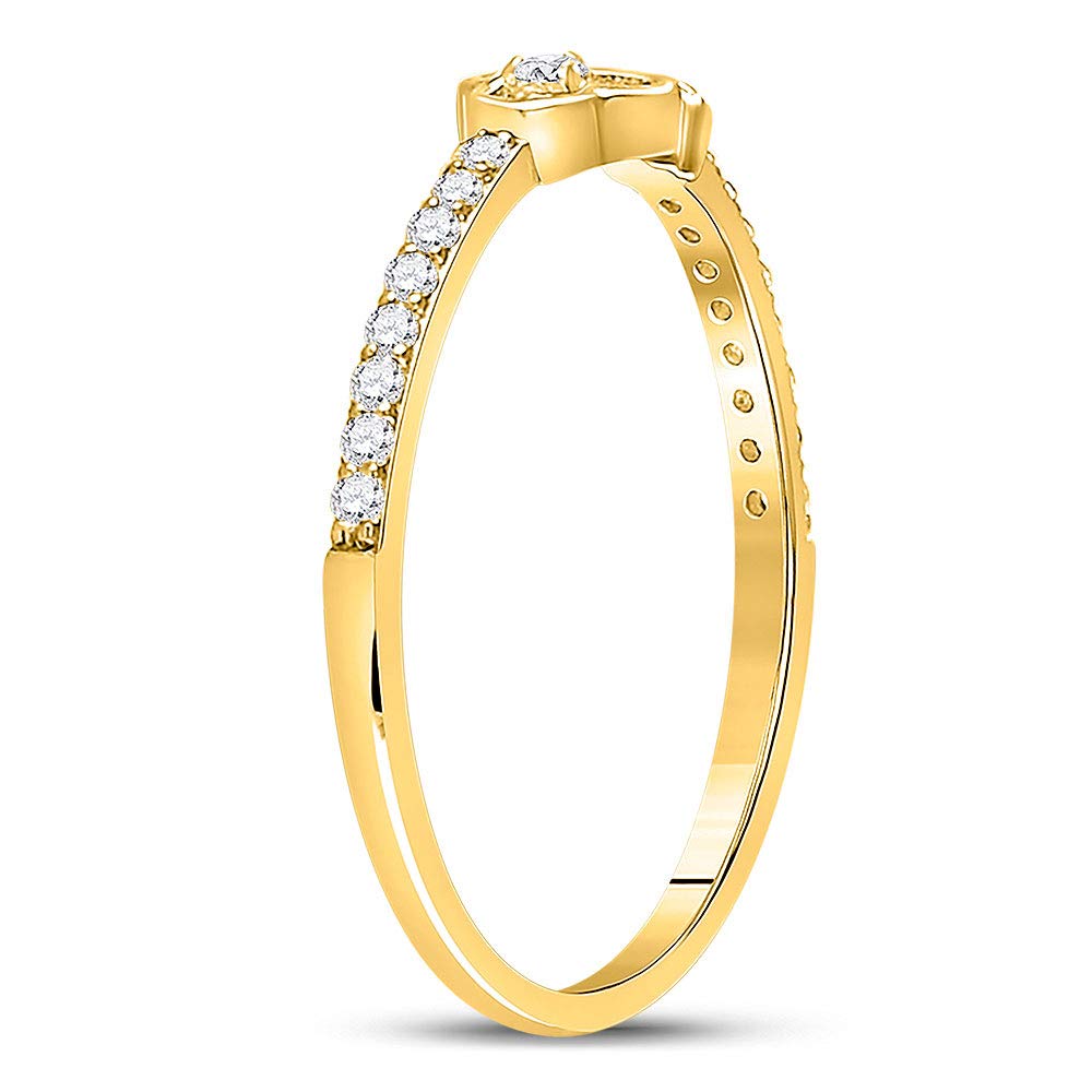 10K Yellow Gold Round Diamond Stackable Band Ring for Women - 1/8 CTW Dazzlingrock Collection | Perfect for Everyday Wear, Anniversary Gifts & Bridal Jewelry