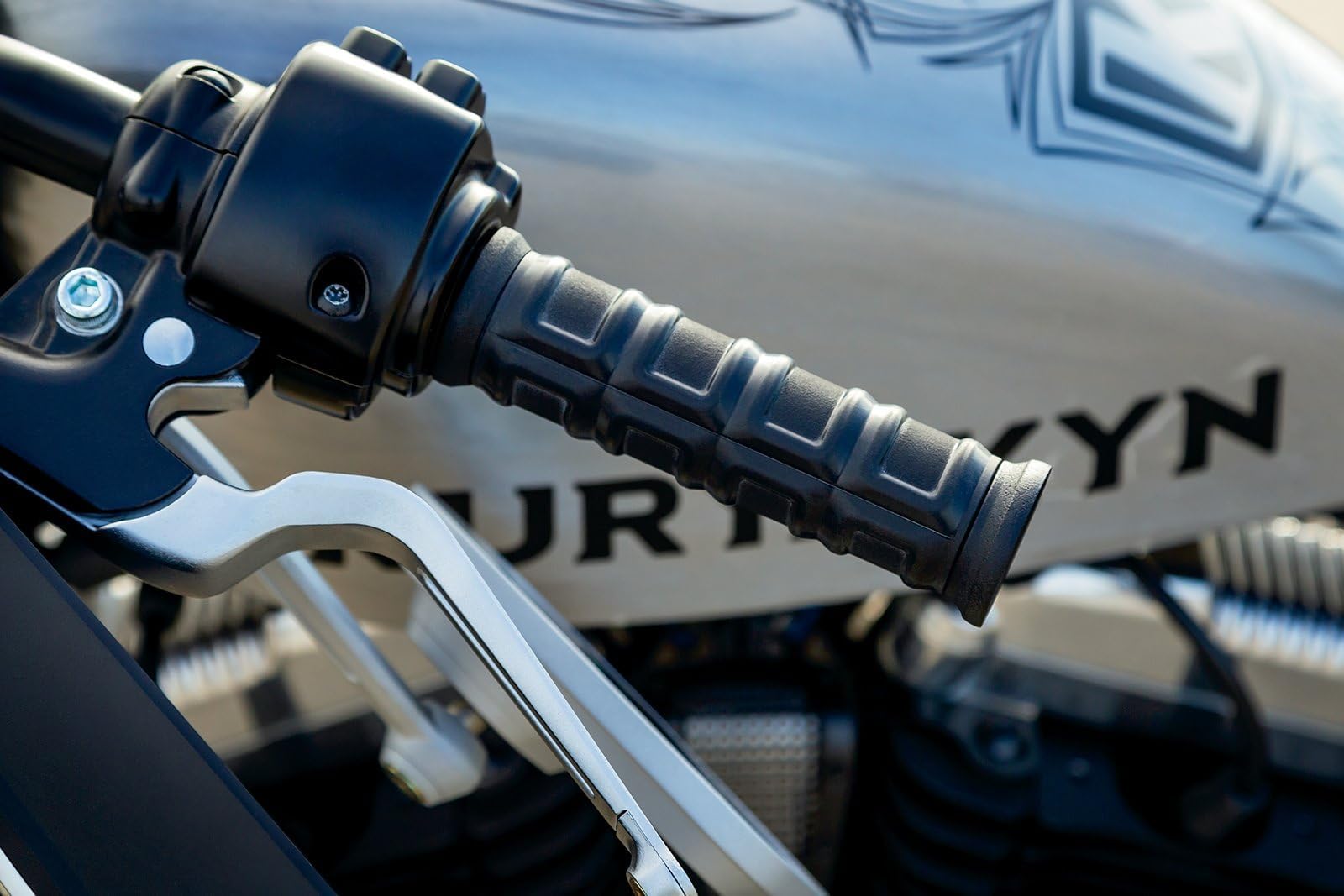 Kuryakyn 6673 Dillinger Handlebar Grips for 1996-2019 Harley-Davidson Motorcycles - Dual Cable Throttle Control, Satin Black (1 Pair) - Comfortable Ride for Cruisers & Touring Bikes