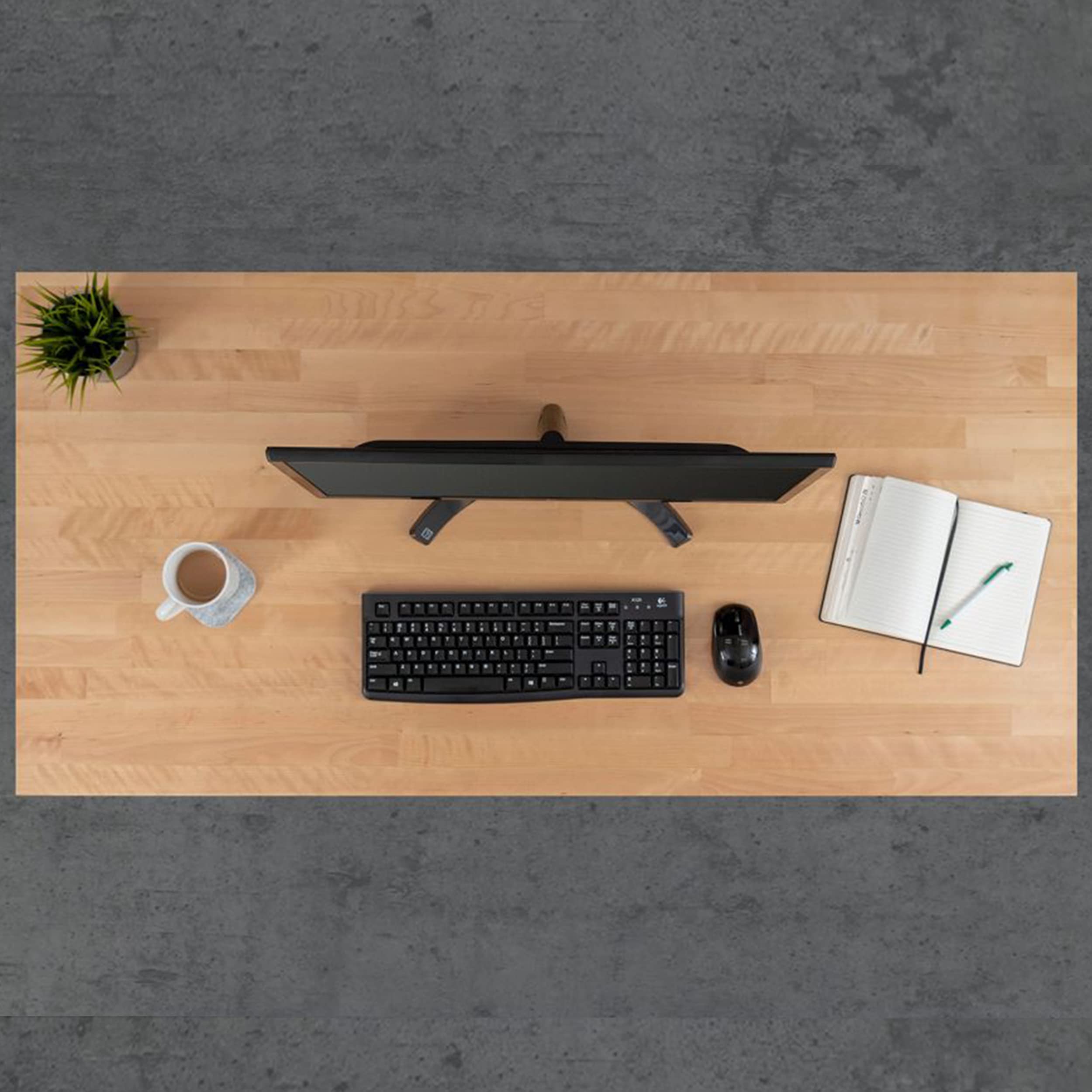 Premium Solid Wood Electric Standing Desk - Adjustable Height with Memory Presets, White Frame & Natural Birch Top, 60