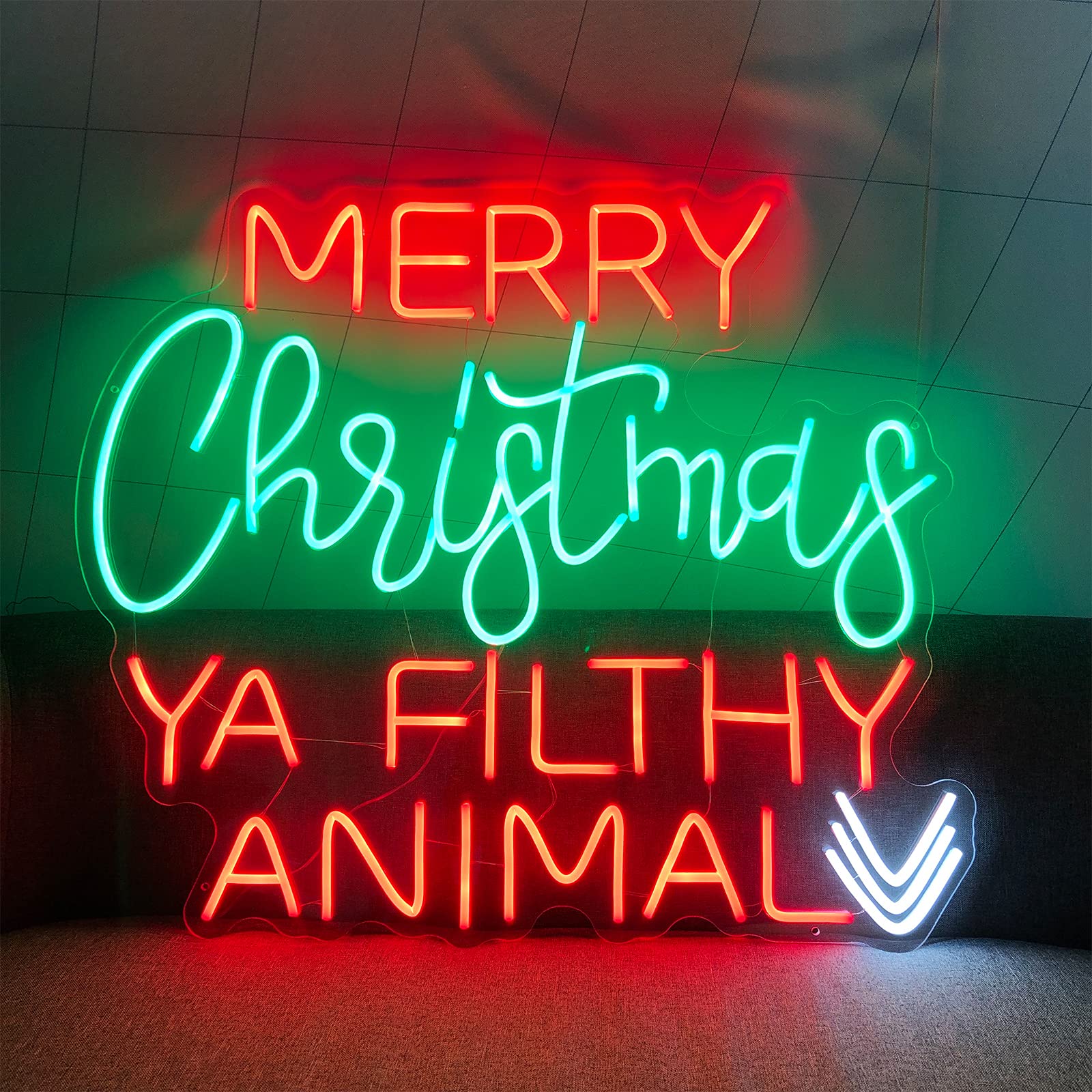Custom Christmas Neon Signs - Adjustable Brightness LED Wall Decor for Bedroom, Bar, Party & Wedding | 19.6×16.5 Inch Acrylic Flex Light Sign in Red/Green (Perfect for Holiday Home Decor & Gift Giving)