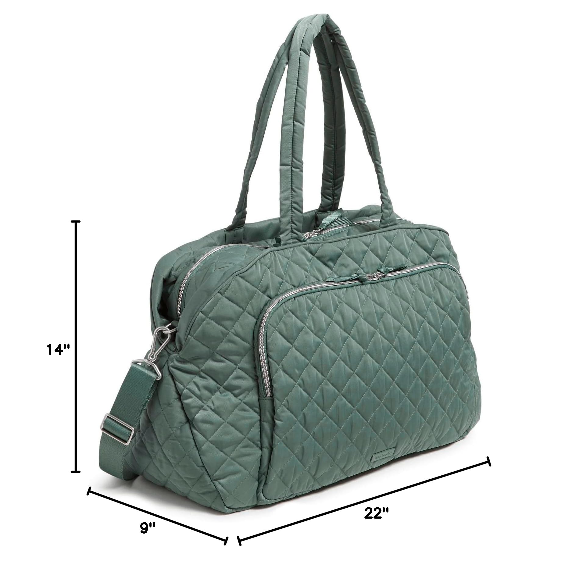 Vera Bradley Women's Performance Twill Grand Weekender Travel Bag - Olive Leaf | Spacious Carry-On Luggage for Weekend Getaways, Gym & Overnight Trips | Durable & Stylish Travel Companion