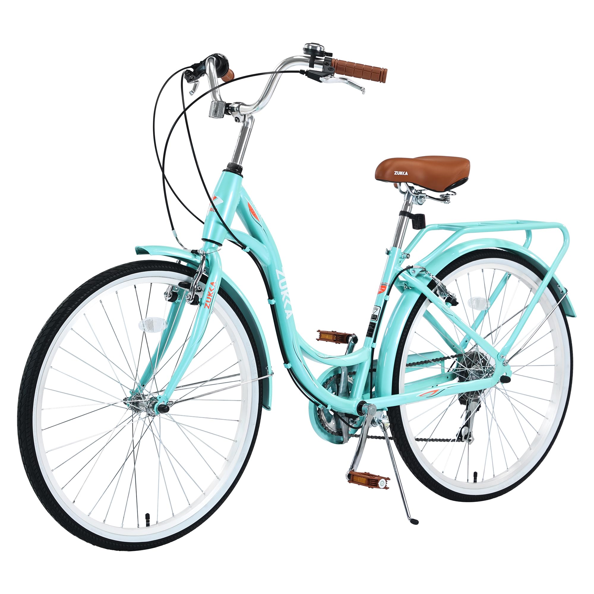 **ZUKKA 24/26 Inch Women's Beach Cruiser Bike - 7-Speed City Bicycle with Dual V-Brake & Adjustable Seat - Comfortable Ride for Women & Men - Multiple Colors - Perfect for Beach, Park & Urban Commuting**
