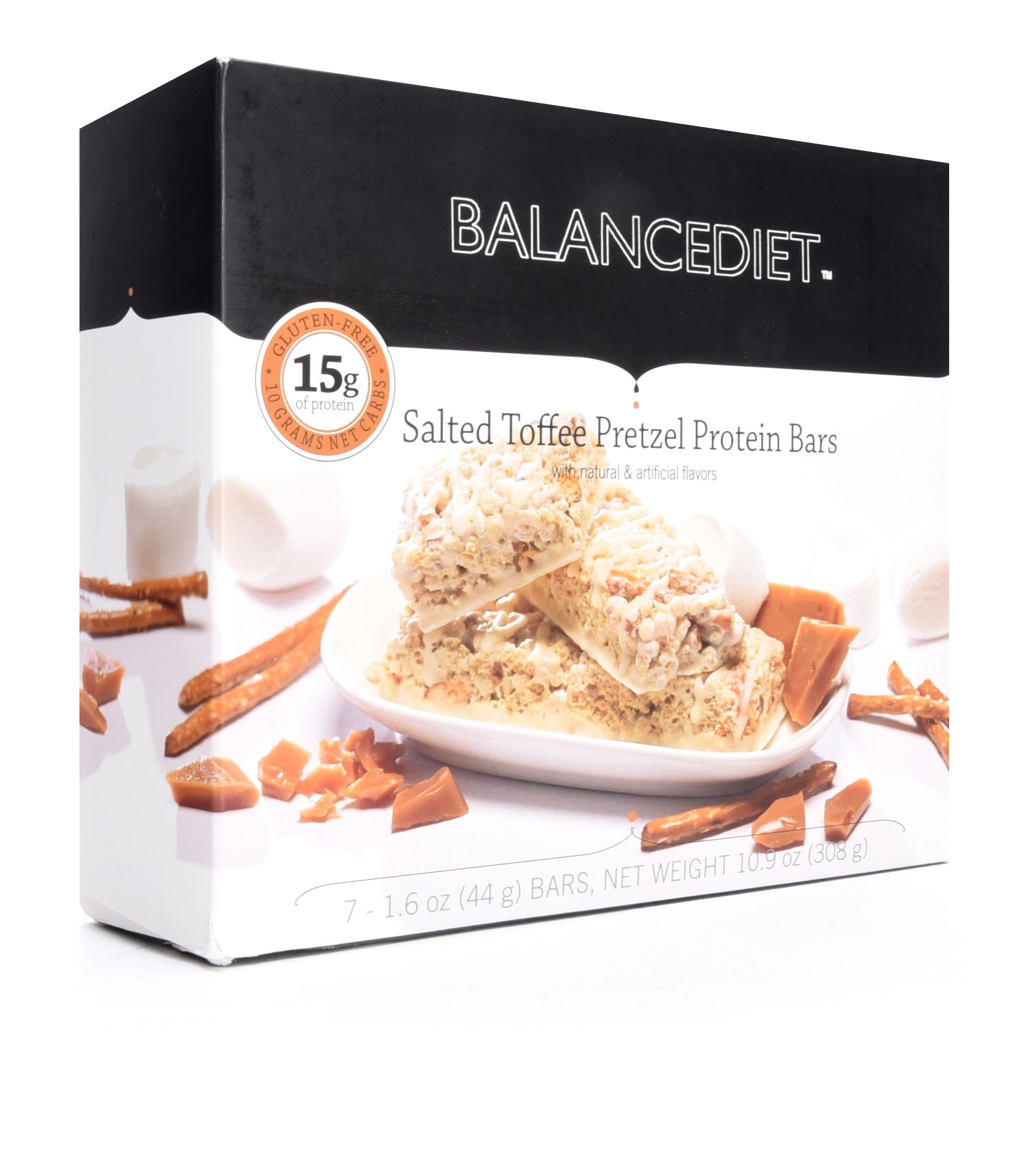 BalanceDiet™ Protein Bar - 15g Protein, Low Carb, Keto-Friendly Snack - 7 Bar Box (Salted Toffee Pretzel) | Perfect for Gym, Hiking & On-the-Go Energy Boost