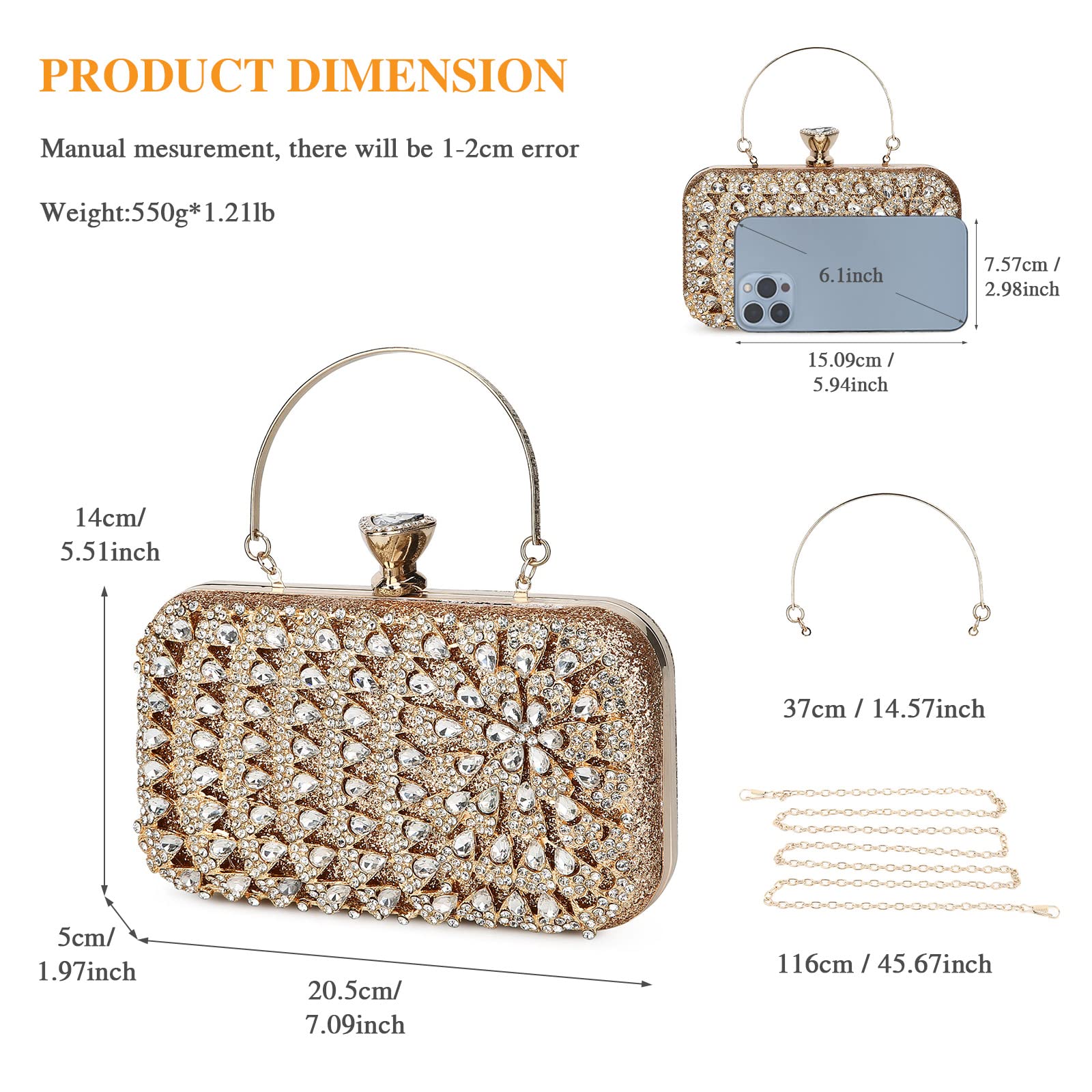 UBORSE Peacock Crystal Clutch Purse for Women - Elegant Rhinestone Glitter Evening Bag for Wedding, Bridal, Prom & Formal Parties | Perfect for Special Occasions & Night Out Events