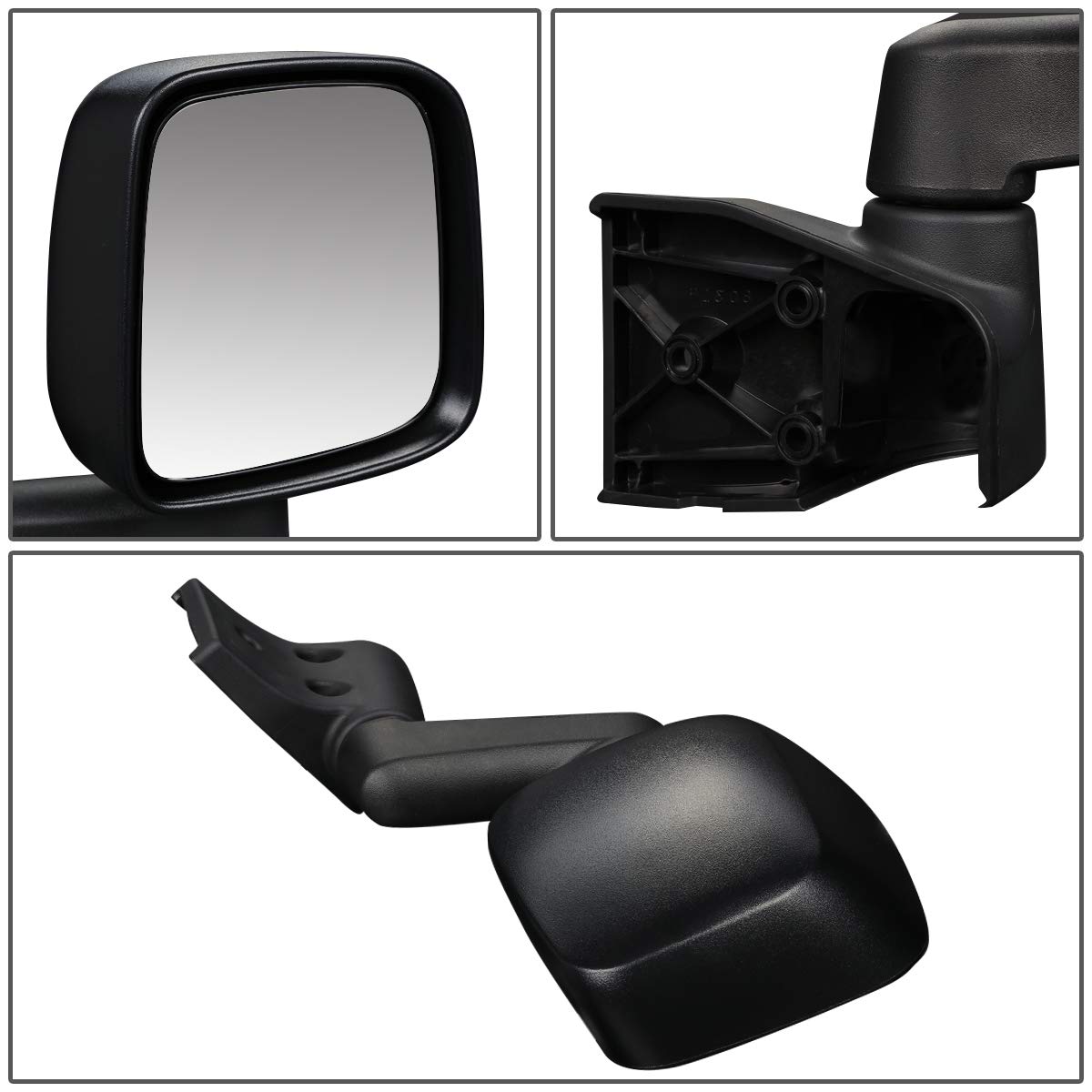 DNA Motoring OEM-MR-CH1321234 Right Side View Mirror Replacement for 2003-2004 Jeep Wrangler - Manual Adjust Mirrors - Perfect for Off-Roading, Daily Driving & Vehicle Maintenance