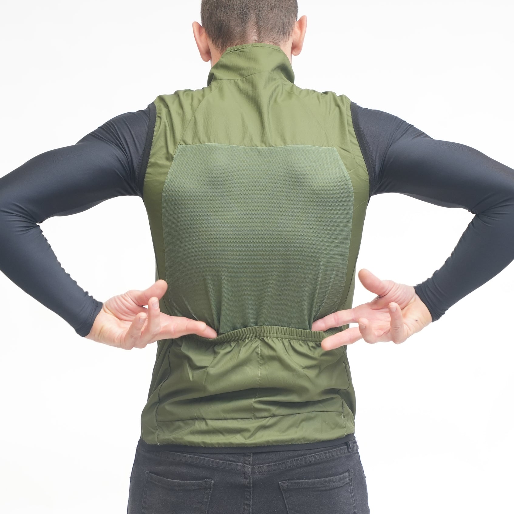 Men's Lightweight Windproof Vest Olive Green - Perfect for Hiking, Running & Outdoor Activities