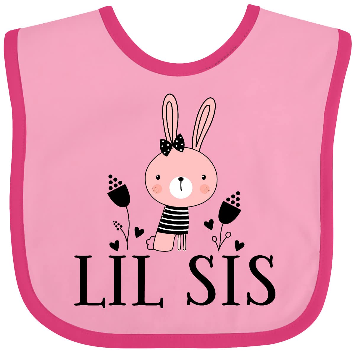 Inktastic Little Sister Girl Bunny Lil Sis Baby Bib - Cute & Soft Cotton Bib for Toddlers & Infants - Perfect for Feeding, Mealtime, and Special Occasions