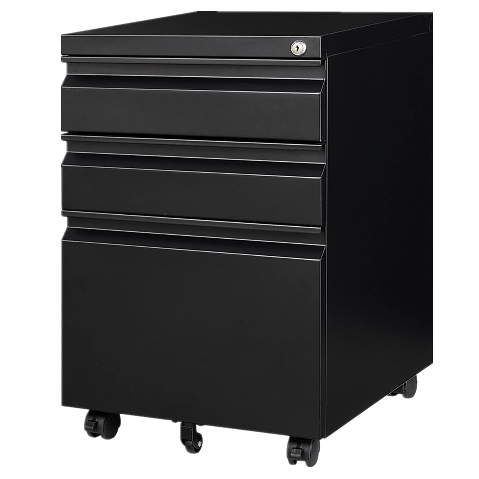 3-Drawer Locking Metal File Cabinet with Wheels - Mobile Vertical Storage for Office & Home, Fully Assembled - Perfect for Organizing Documents, Files, and Office Supplies