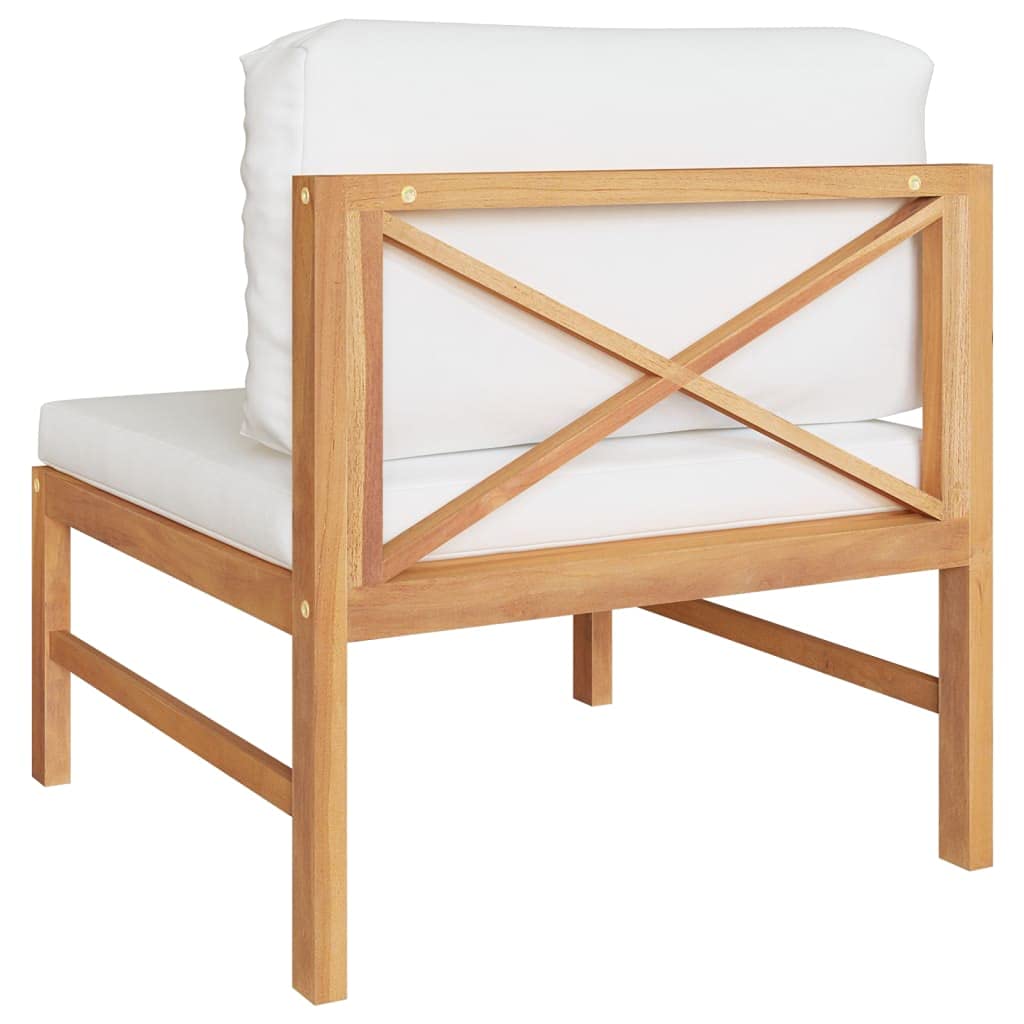 Premium Solid Teak Wood Outdoor Sofa with Cream Cushions - Weather-Resistant Durable Garden Furniture Set for Patio, Poolside & Backyard - Easy Maintenance Modern Design