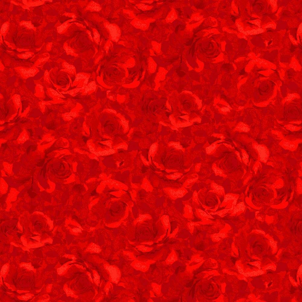 Timeless Treasures Fabrics - Garden Rose Packed Shadow Roses Red Floral Cotton Fabric by The Yard - Perfect for Quilting, Dressmaking & Home Decor Projects