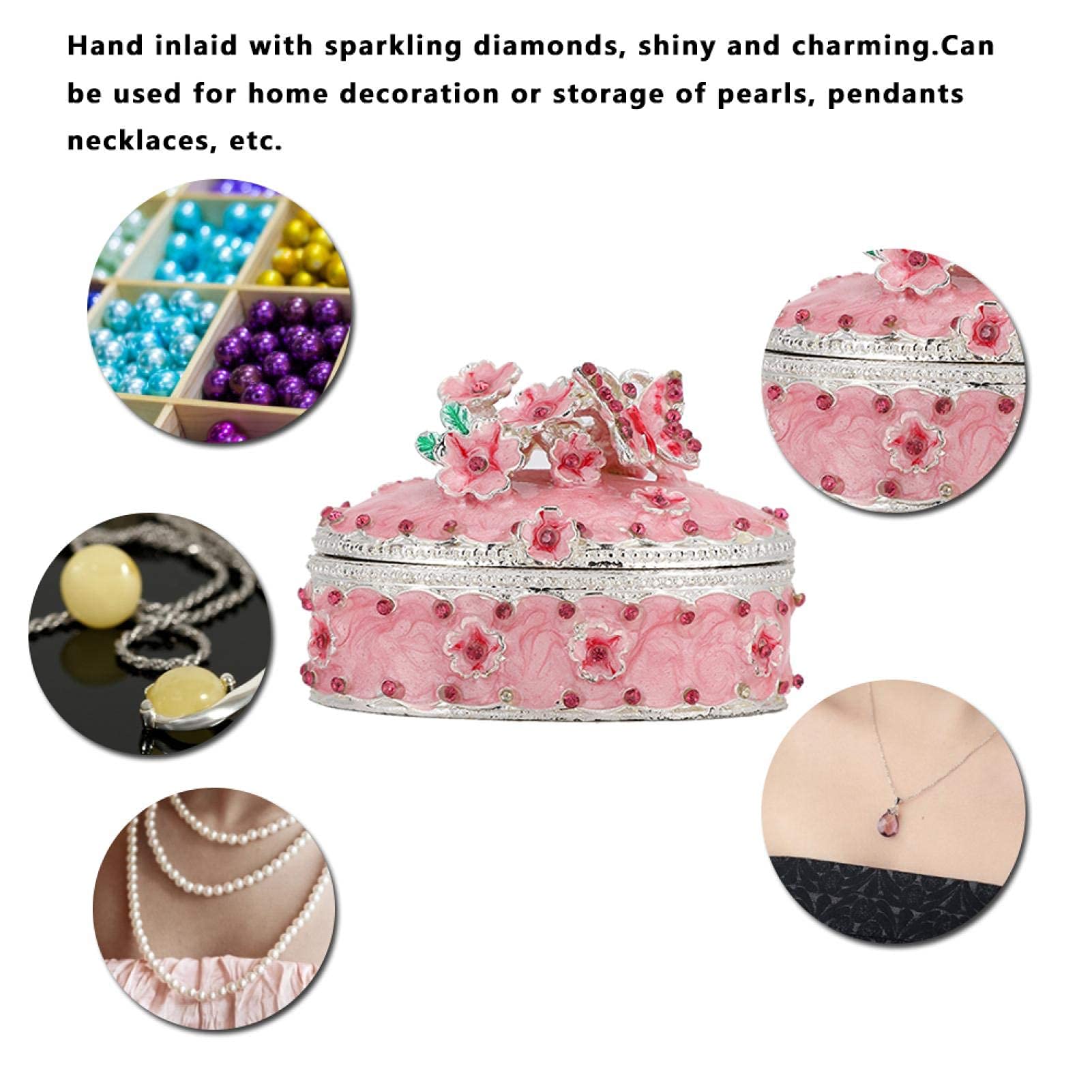 Cherry Blossom Jewelry Box - Crystal Decorative Trinket Box for Earrings, Rings & Small Accessories - Elegant Pink Gift for Women, Valentine's Day, Mother's Day & Special Occasions - Perfect for Dresser, Vanity & Home Décor