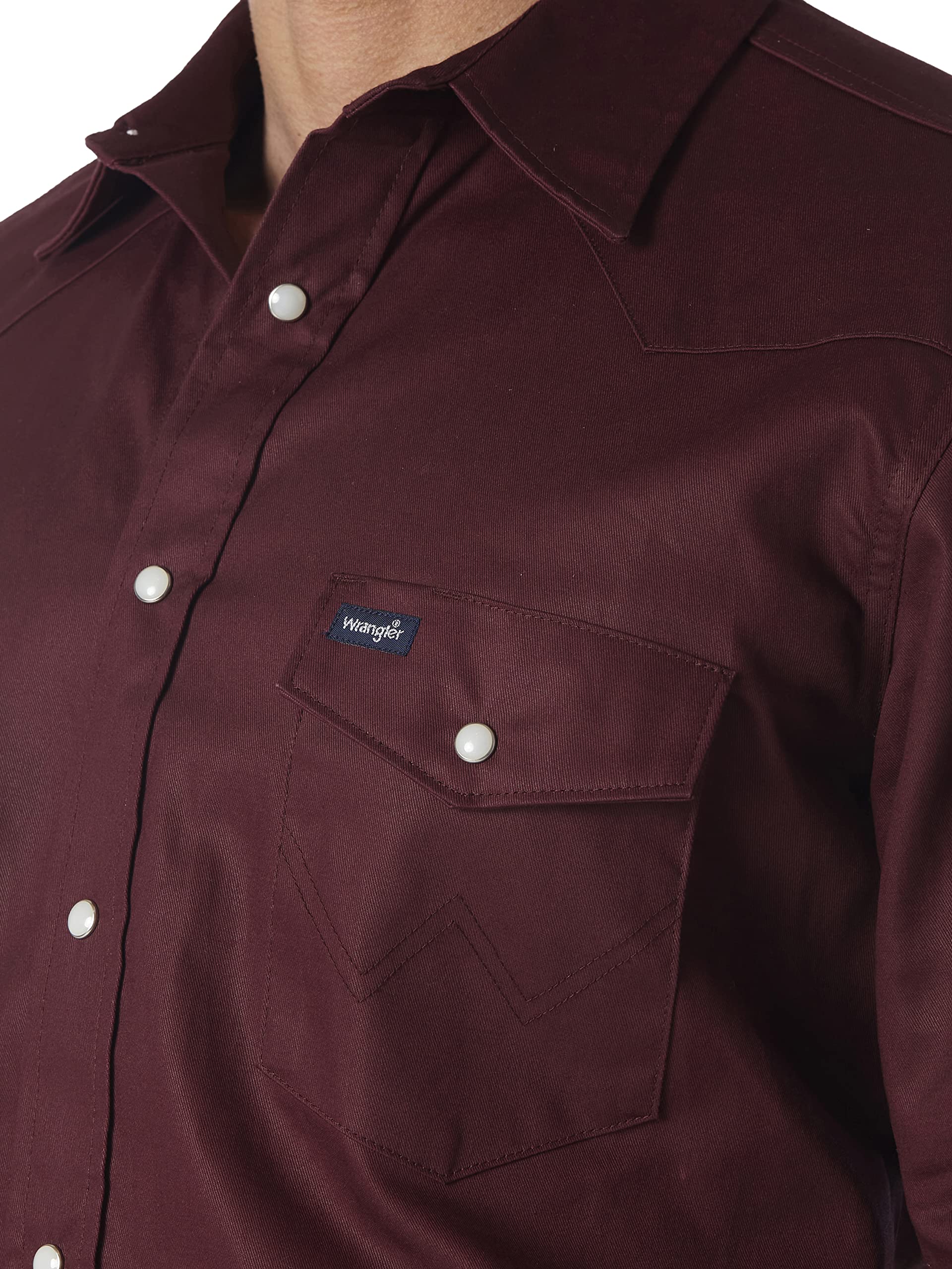 Wrangler Men's Performance Snap Long Sleeve Shirt - Durable Work & Outdoor Shirt for Hiking, Camping & Casual Wear