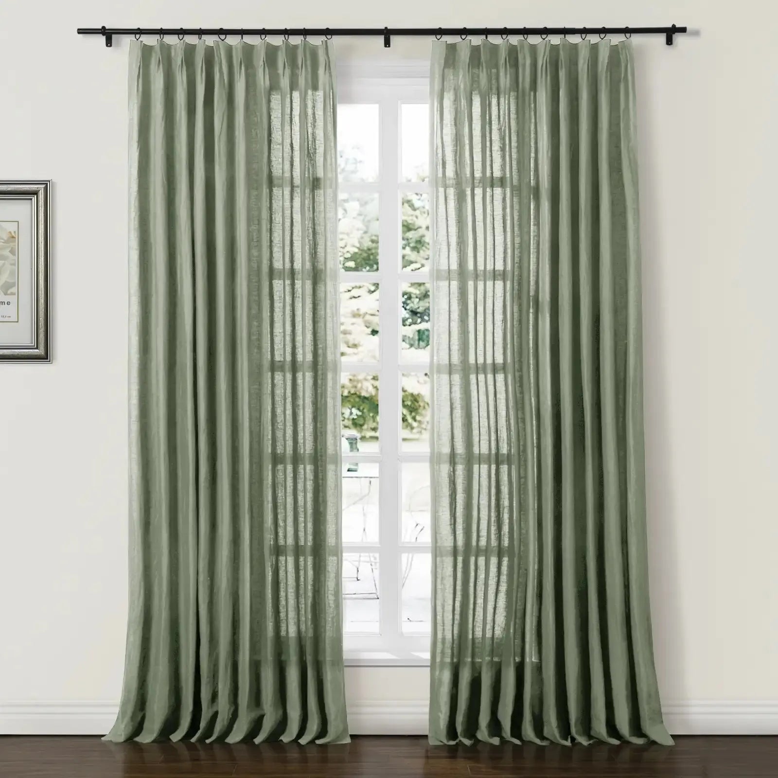 100% Linen Pleated Curtains by Doris - Elegant Window Treatments for Living Room, Bedroom & Dining Room