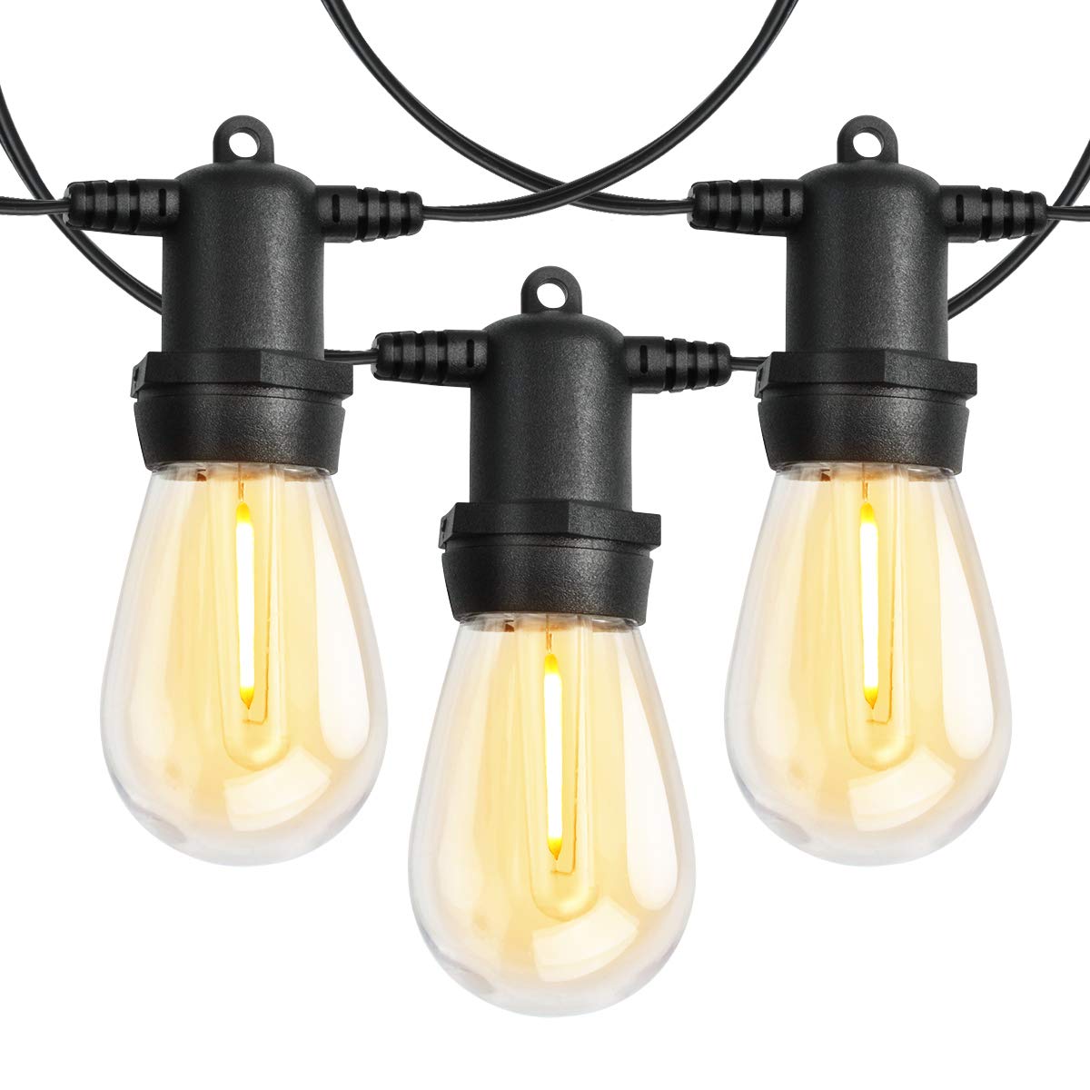 33 LED Outdoor Patio String Lights 100ft - Waterproof Shatterproof Bistro Cafe Lights with Clear S14 Bulbs - Perfect for Weddings, Backyard Pergola, Indoor & Outdoor Decor - Warm White Ambience Lighting