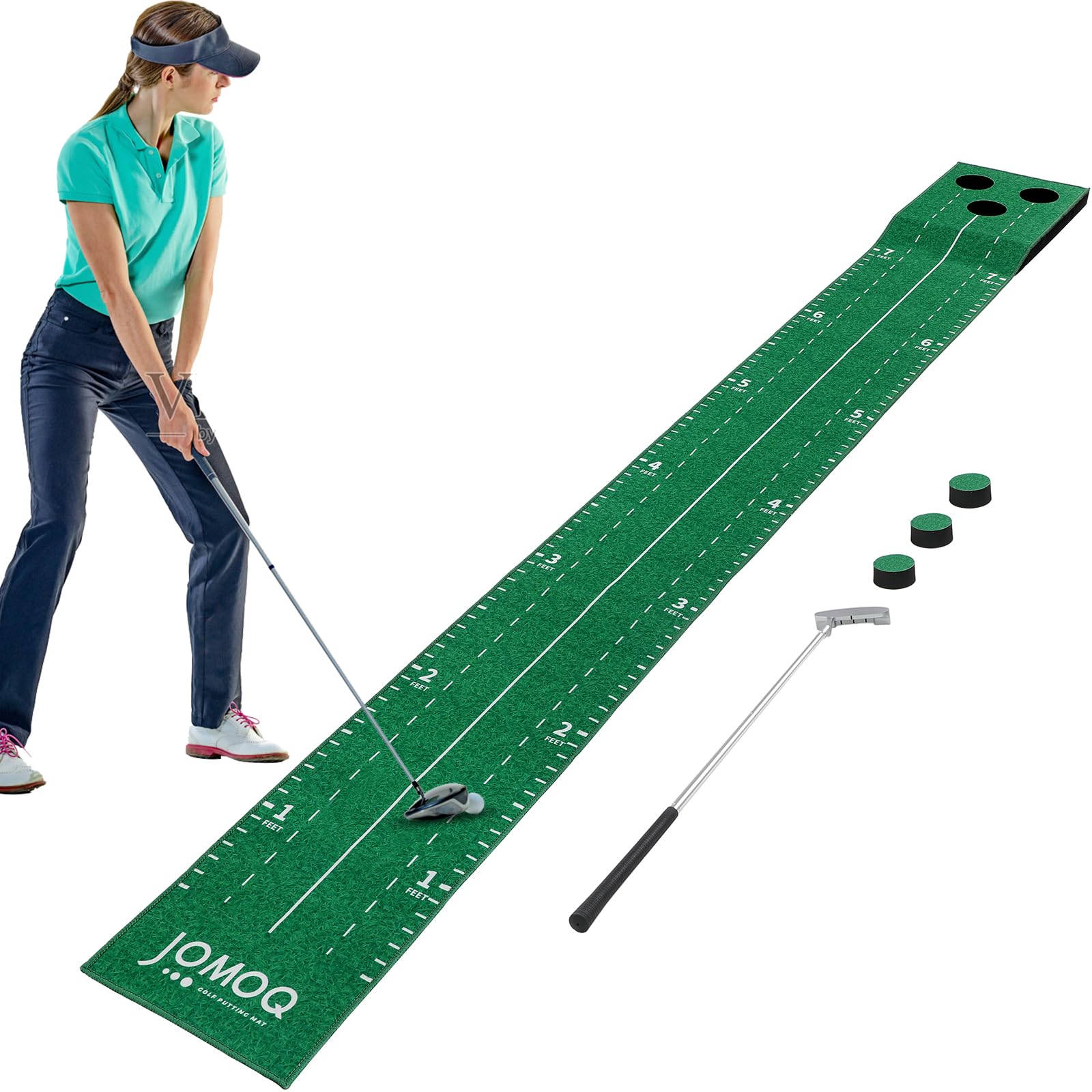 Premium Indoor/Outdoor Golf Putting Green Mat with Putter & Golf Pong Game Set - Practice Training Equipment for Men & Women - Perfect Gift for Christmas & New Year - Ideal for Home Office, Backyard & Indoor Golf Practice