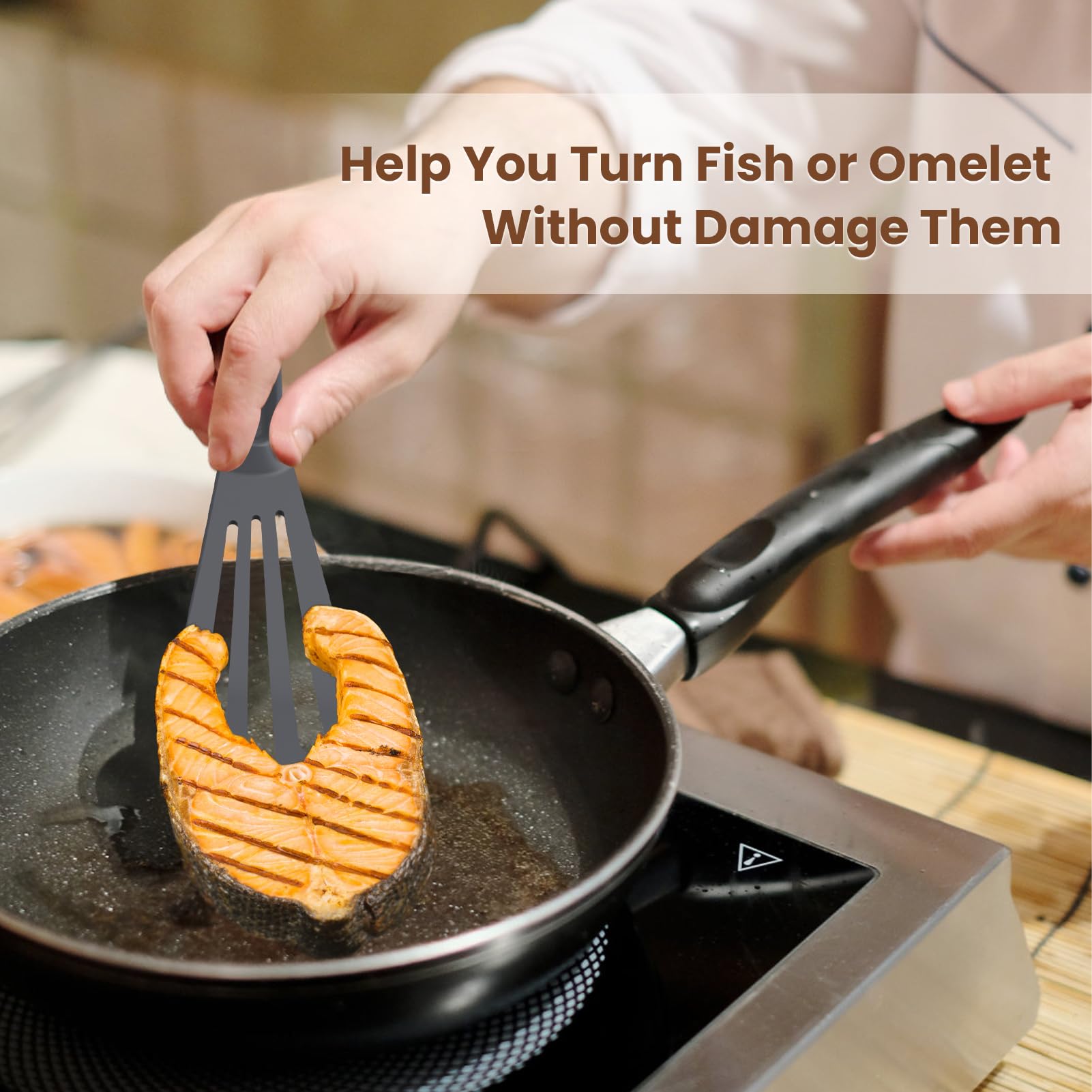 Slotted Spatula - Heat Resistant Professional Fish Turner & Flipper - Safe for Nonstick Cookware - Perfect for Grilling, Flipping Fish & Cooking Delicate Foods