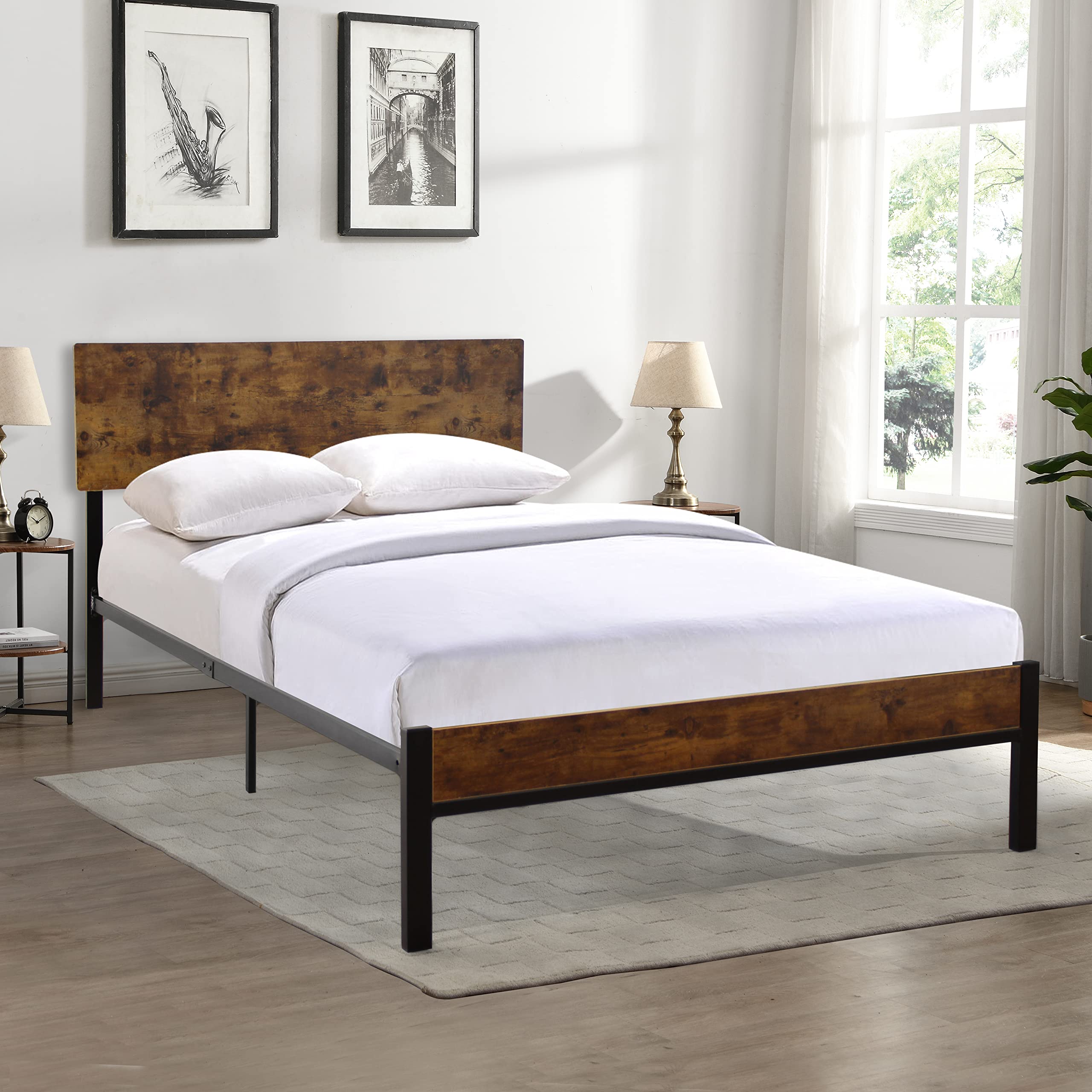 Twin Size Metal Bed Frame - Sturdy & Durable Steel Platform Bed with Modern Design - Perfect for Small Bedrooms, Guest Rooms & Kids Rooms - Black