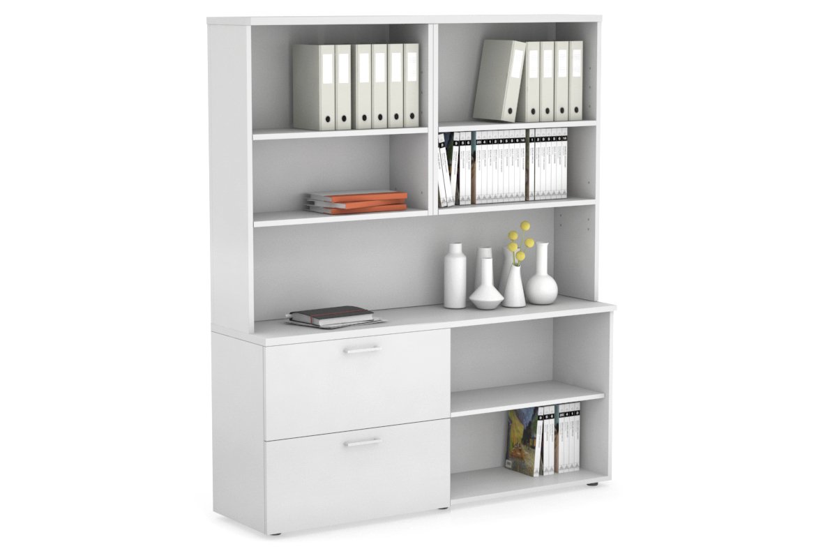 2-Drawer Small Filing Cabinet with Open Storage Hutch - Perfect for Office, Home, or Classroom Organization