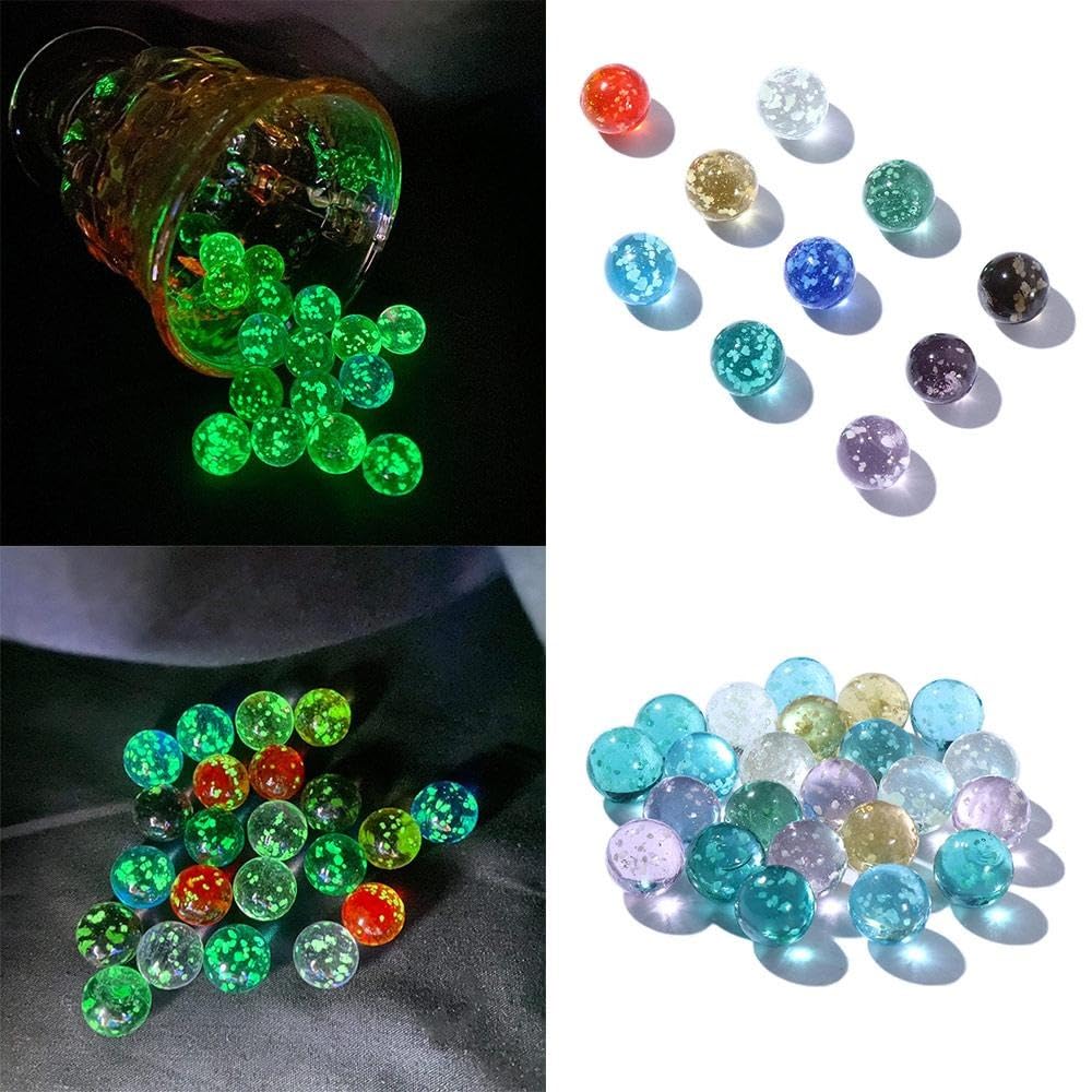 10PCS Glow in The Dark Glass Marbles - Handmade Luminous Glass Balls for Vase Fillers, Marble Games & DIY Crafts (Apple Green) - Perfect for Home Decor, Kids Play & Night Light Effects