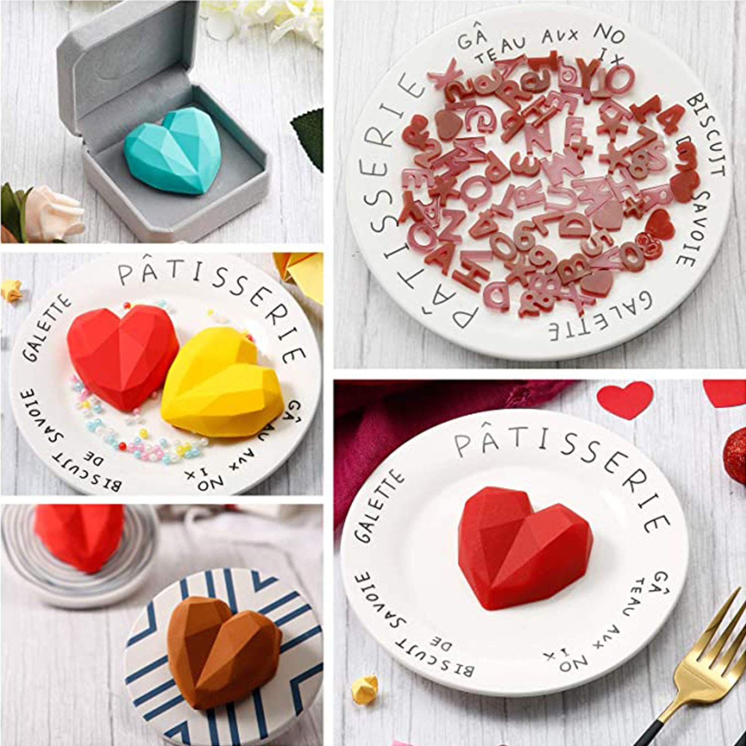 2PCS Heart Shaped Silicone Molds for DIY Chocolate, Candy, Cake, Dessert, Baking, Jelly, Pudding, Fondant - Perfect for Wedding, Engagement & Valentine's Day Gifts & Decorations