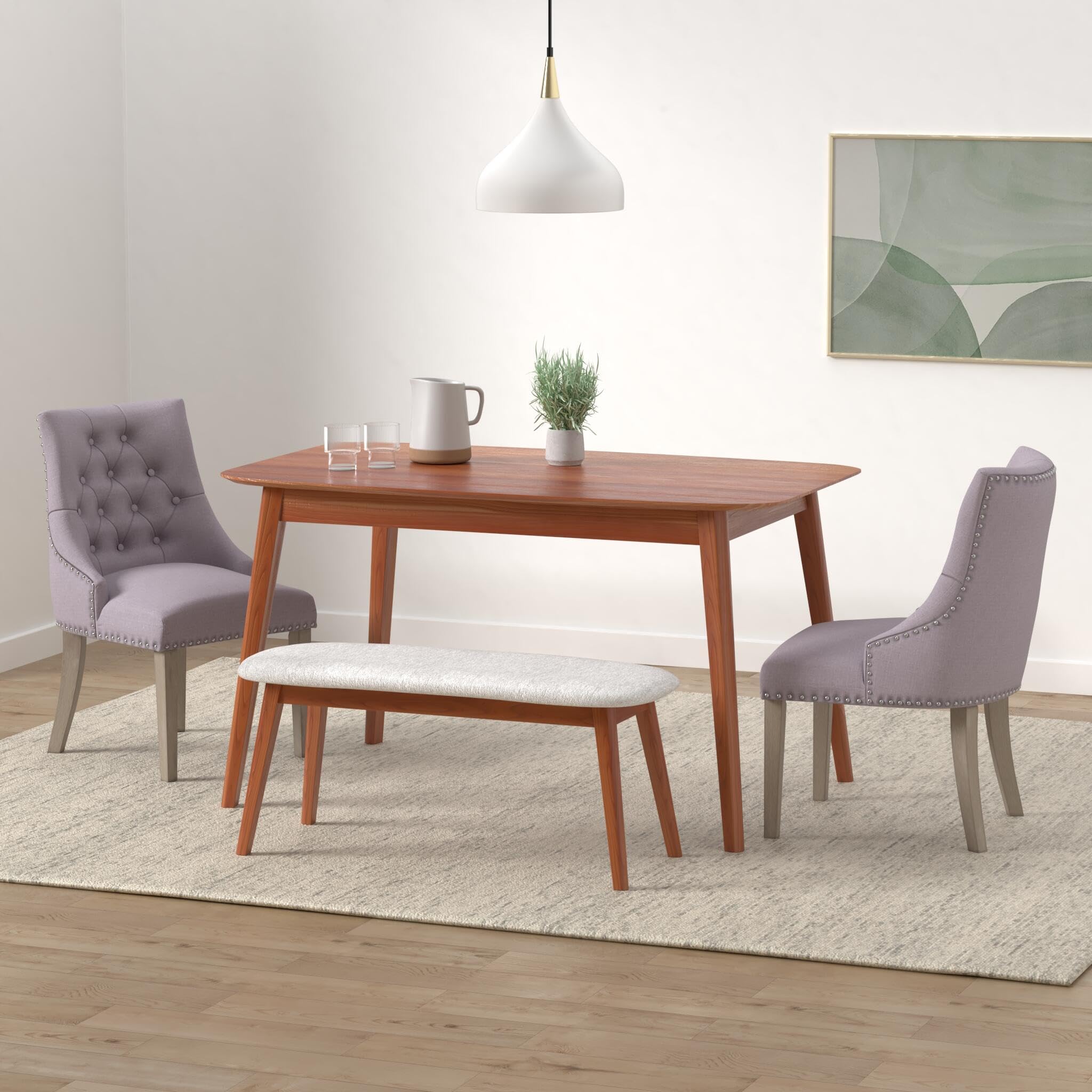NOBPEINT Gray Fabric Dining Chairs - Set of 2 Upholstered Leisure Padded Ring Chairs with Nailhead Trim for Kitchen, Dining Room, or Breakfast Nook