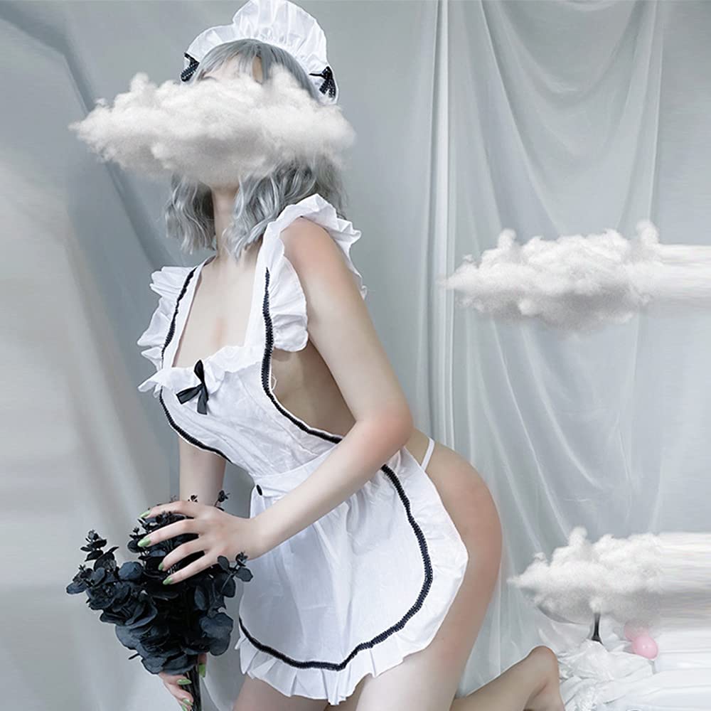 Sexy Maid Costume Set for Women - Lingerie Bras & Panties - Halloween Cosplay Outfit - Role Play Dress Up for Parties & Boudoir Photography