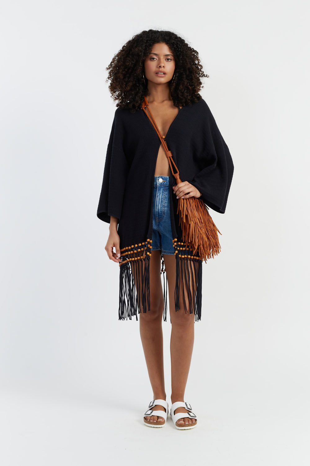 Black Laura Whitmore Beaded Kaftan Dress - Elegant Boho Maxi Cover Up for Beach, Pool, or Summer Parties