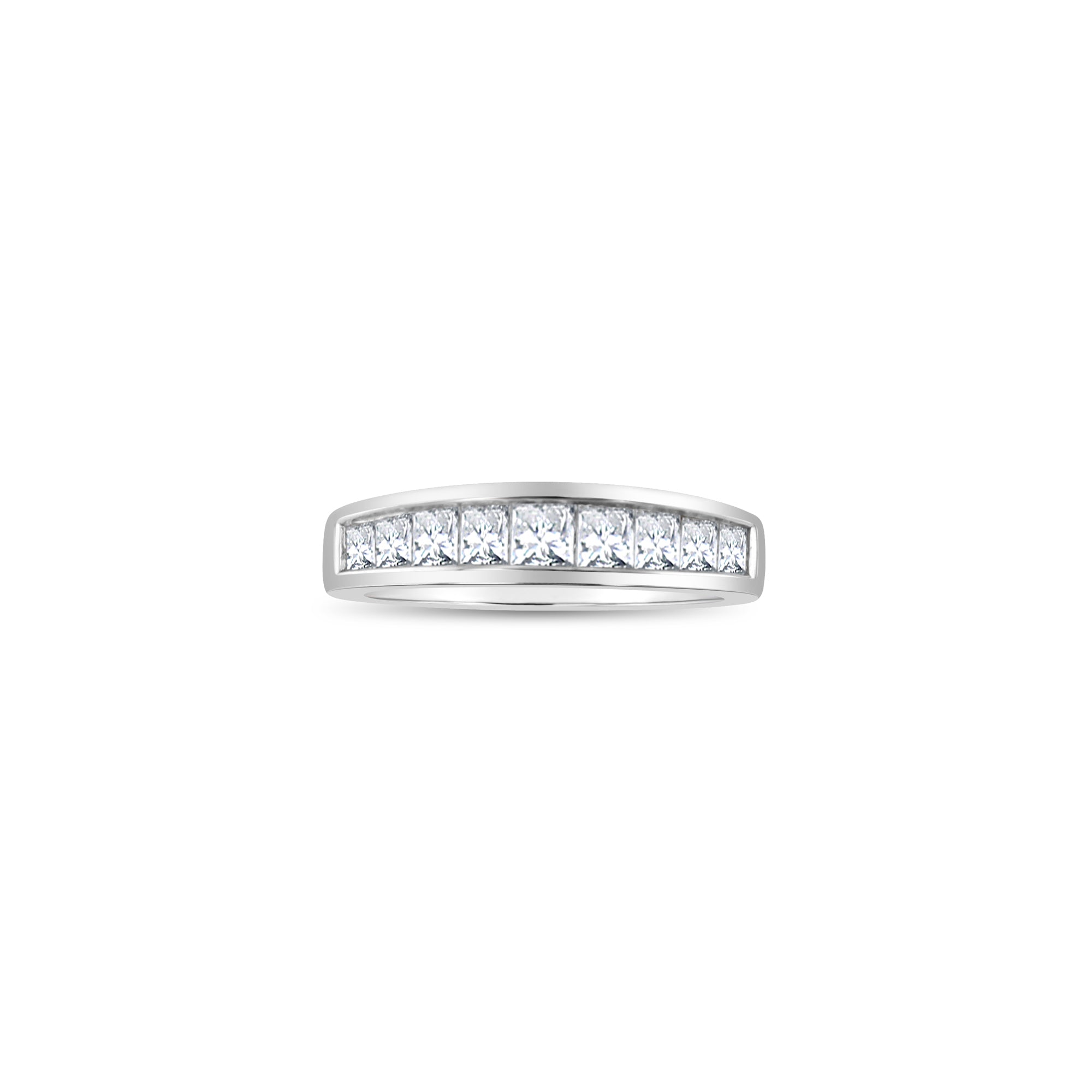 1 Carat Princess Cut Channel Set Wedding Band Ring - 14K White Gold for Bridal, Engagement & Anniversary Jewelry Gifts
