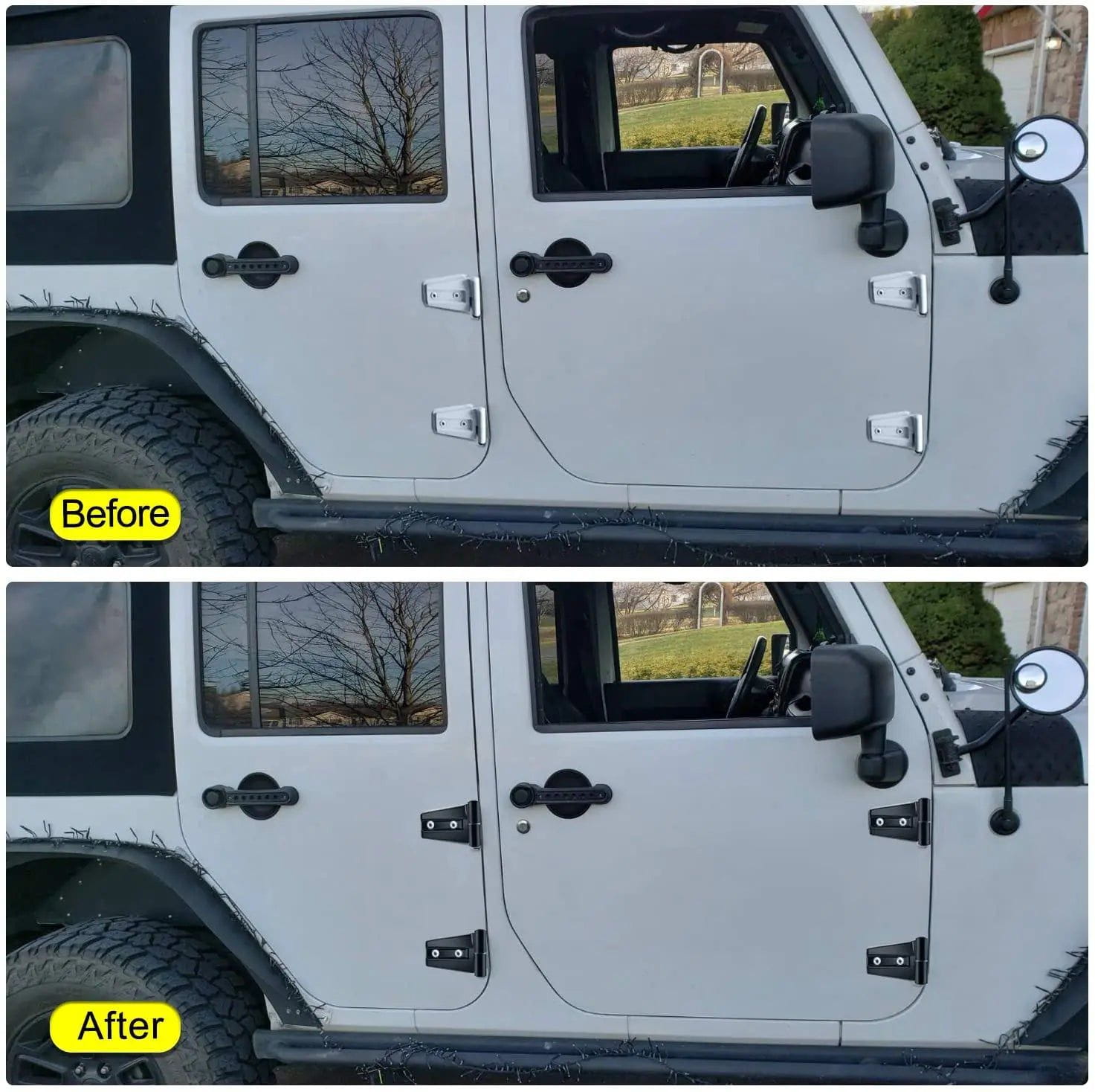 2007-2017 Jeep Wrangler Unlimited 4-Door Hinge Covers (8-Piece Set) - Durable Door Hinge Protectors for Off-Roading & Daily Driving