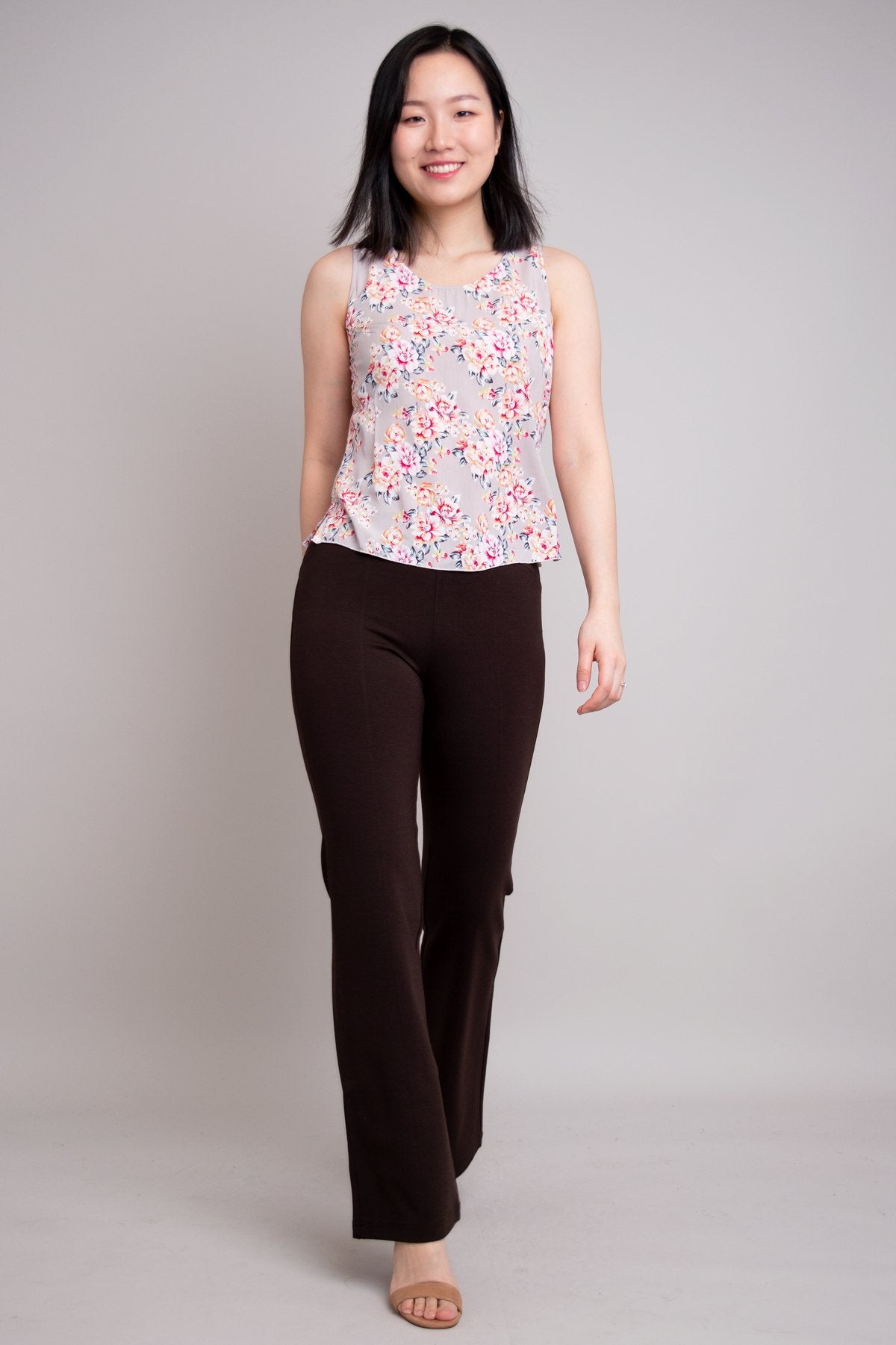 Dee Tank Top for Women - Grey with Red Roses Print - Soft & Comfortable Cotton Blend - Perfect for Casual Wear, Summer Outfits & Layering