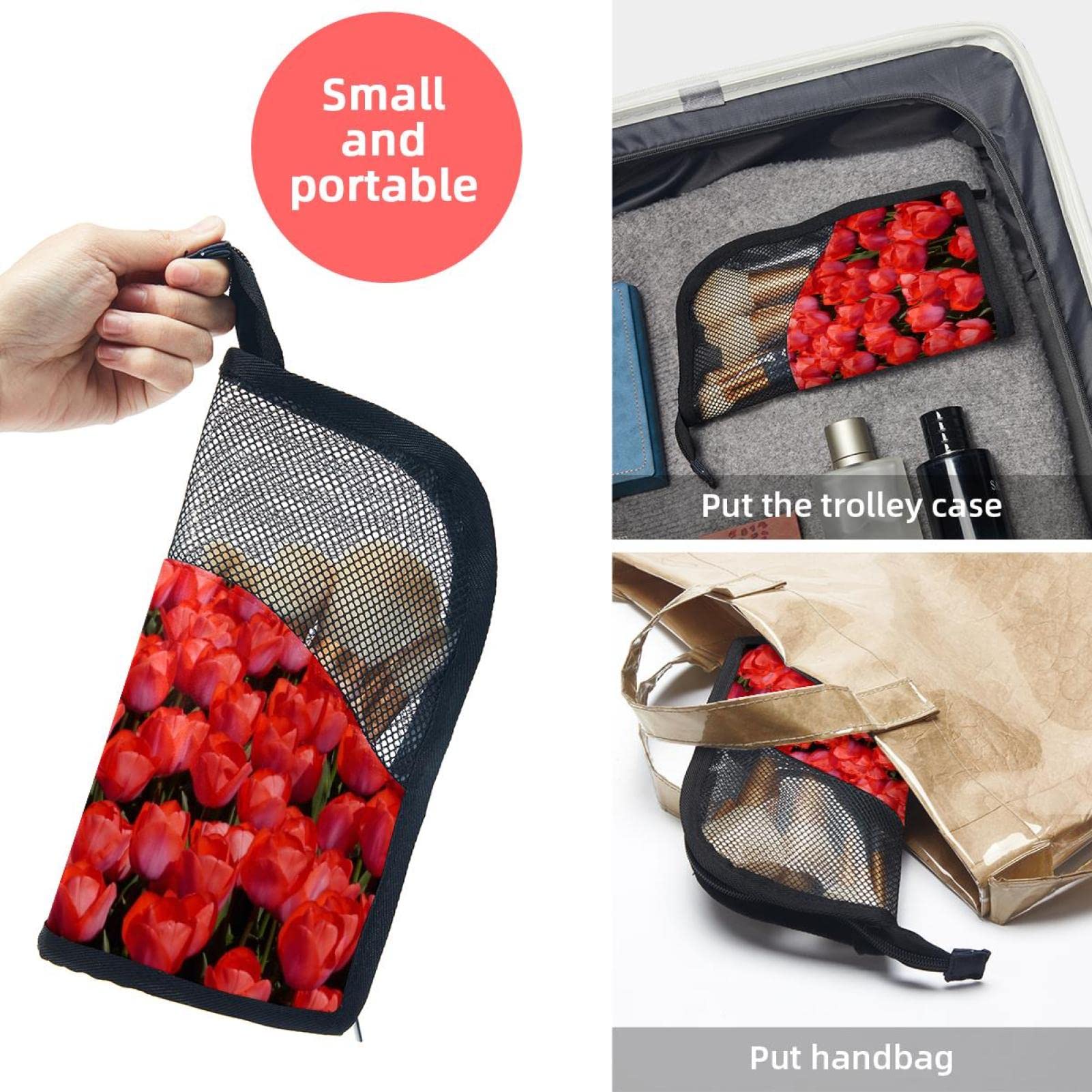 12-Piece Makeup Brush Organizer Bag with Tulip Flower Design - Portable Travel Cosmetic Brush Holder Case for Makeup Artists & Beauty Enthusiasts - Perfect for Home, Travel & Professional Use