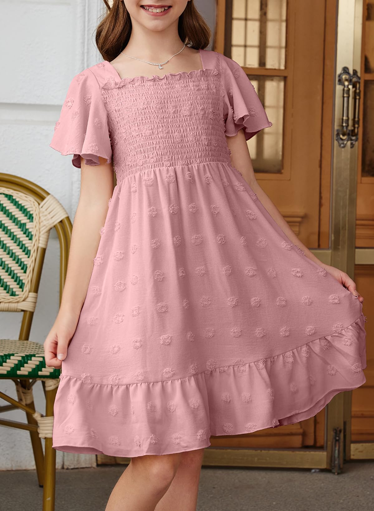 Blibean Girls' Summer Chiffon Dresses 2025 - Floral Print Casual Sundresses for Kids Ages 6-15 Years | Perfect for Beach Vacations, Birthday Parties & Family Outings