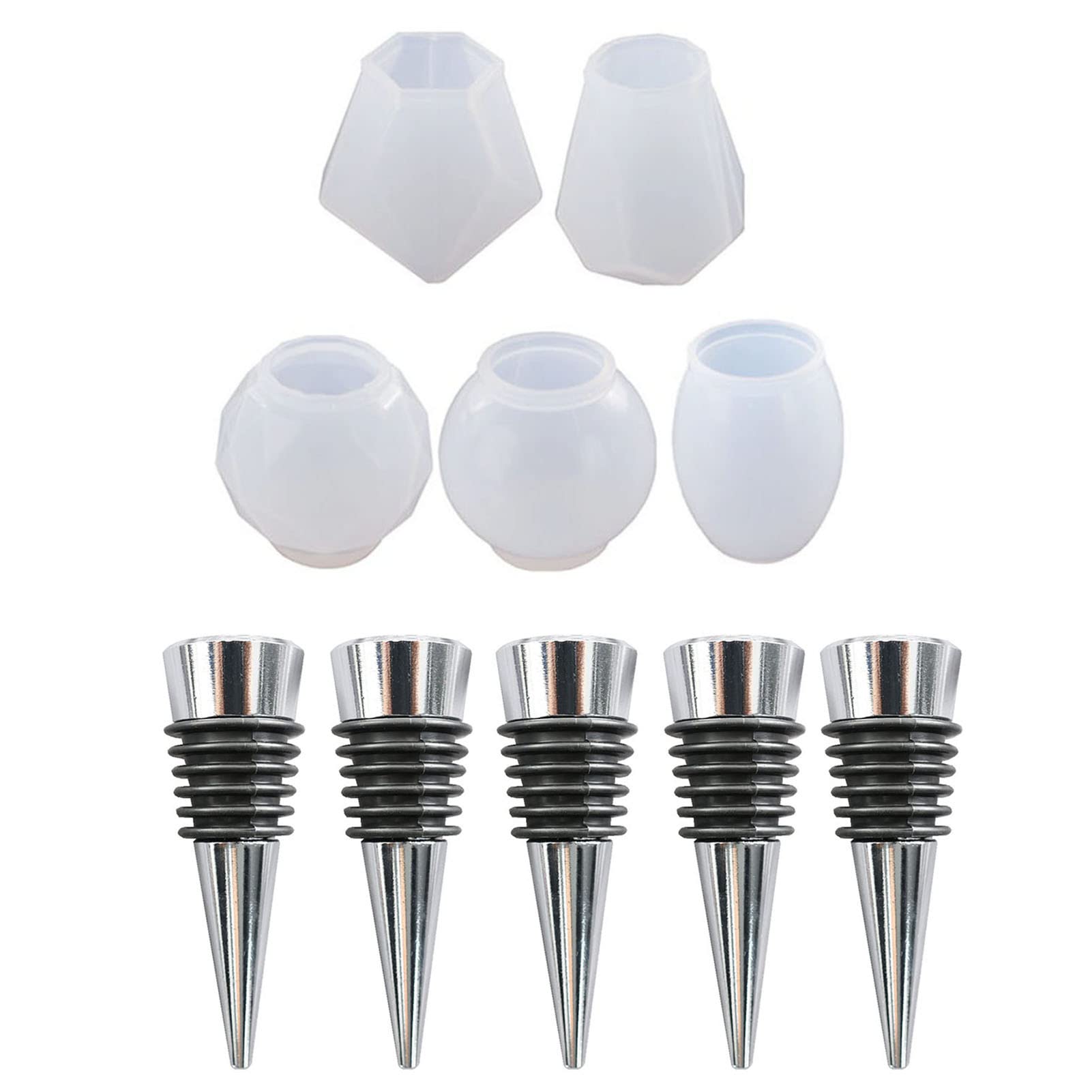 VALINK Geometric Spherical Bottle Stopper Resin Molds - Wine Bottle Silicone Stencils for DIY Epoxy Casting Crafts - Crystal Gem Shaped Molds for Jewelry Making & Home Decor Projects