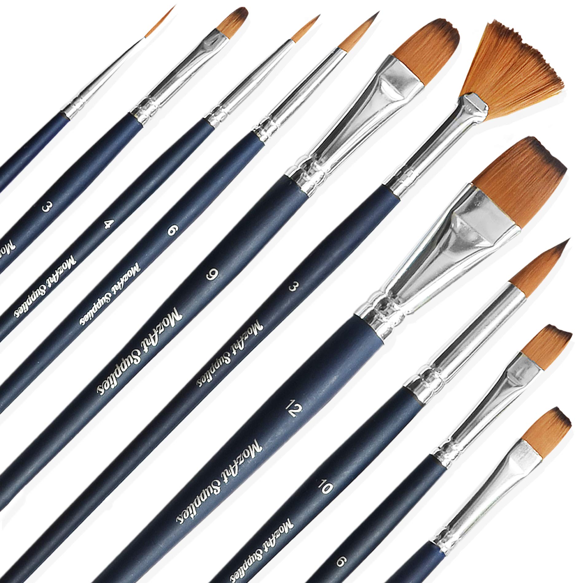 Professional Watercolor Brushes Set - 10 Different Sizes Artist Paint Brushes for Acrylic, Oil, Gouache & Watercolor Painting - Perfect for Artists, Students & Kids - Ideal for Canvas, Paper & DIY Art Projects