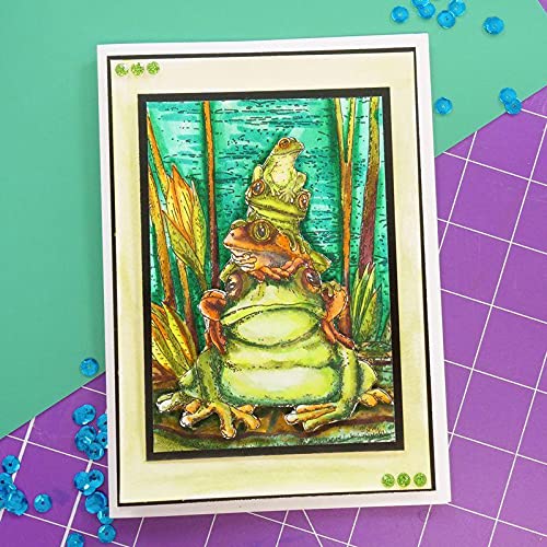 Frog Family A6 Stamp Set - Cute Animal Stamps for Scrapbooking, Card Making & DIY Crafts - Perfect for Greeting Cards, Journals & Scrapbook Projects