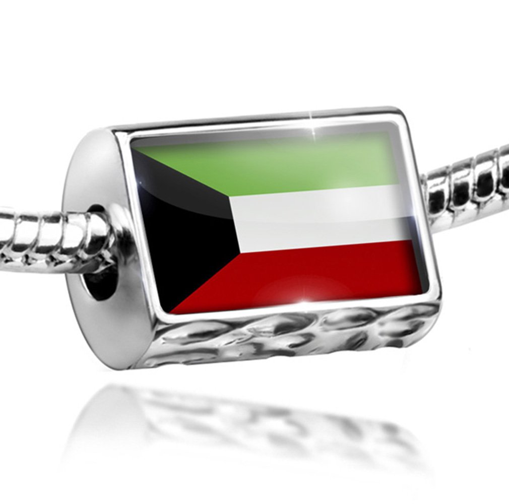Kuwait Flag Charm Bead - Compatible with All European Bracelets - Perfect for National Pride, Travel Souvenirs & Custom Jewelry Making