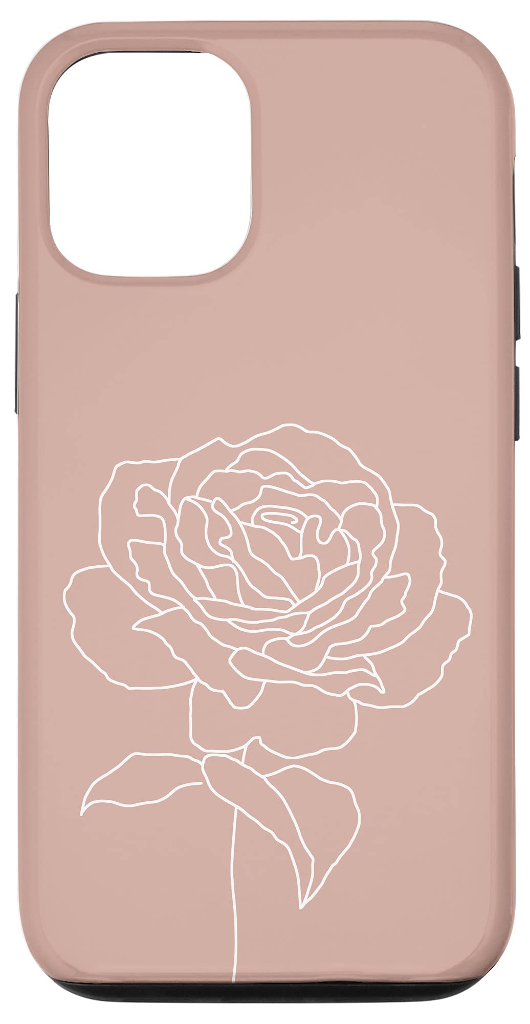 iPhone 12/12 Pro Floral Case - Rose Gold Botanical Design with Nature Line Art | Slim Protective Phone Cover for Women, Girls - Perfect for Spring, Summer, Wedding & Everyday Use