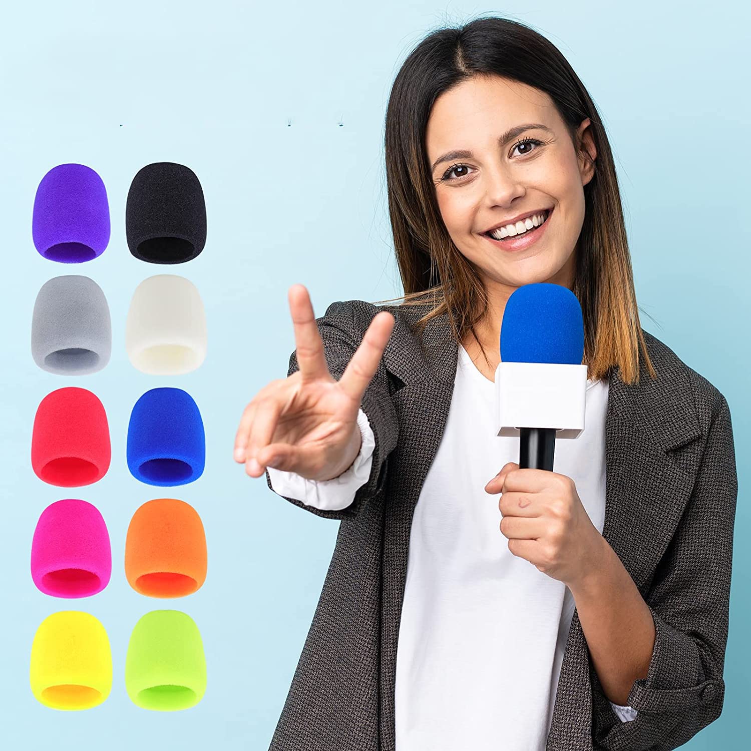 10Pcs Lavalier Microphone Windscreen Foam Covers - Compatible with Various Headset Mics | Noise Reduction & Wind Protection for Podcasting, Recording, Streaming & Interviews