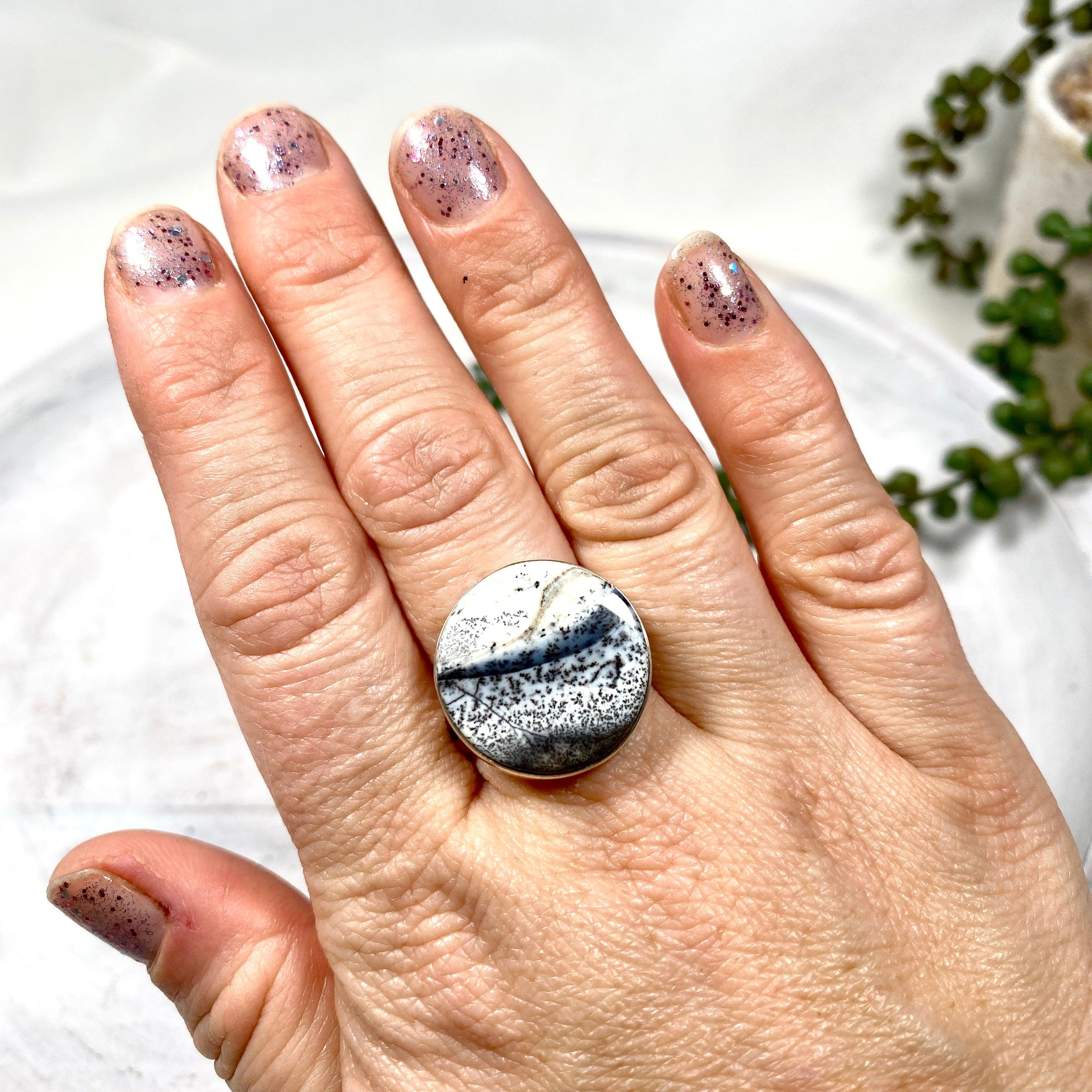 Dendritic Opal Round Ring Size 11 - KRGJ2296 | Elegant Handmade Jewelry for Women, Perfect for Weddings, Parties & Special Occasions