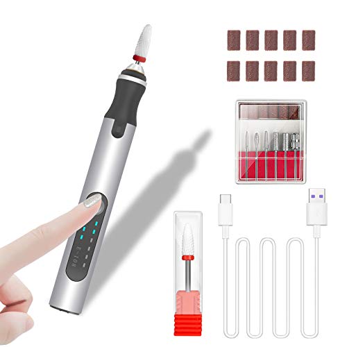 Professional Wireless Electric Nail Drill Machine for Acrylic Nails - Rechargeable Manicure & Pedicure Kit with Metal & Ceramic Bits (Silver) | Perfect for Salon & Home Nail Care