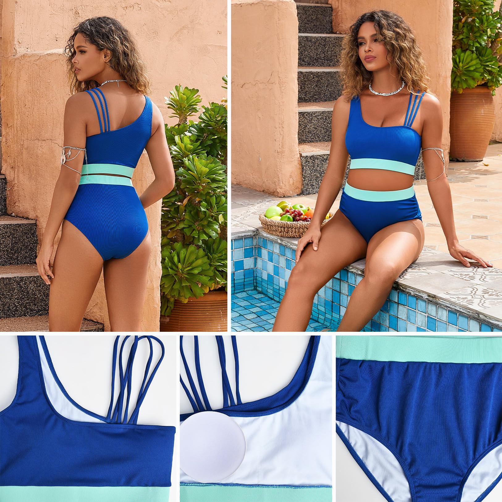 Maternity Two Piece Swimsuit - High Waisted Strappy Bikini Set for Pregnant Women | Comfortable Bathing Suit for Beach, Pool & Vacation