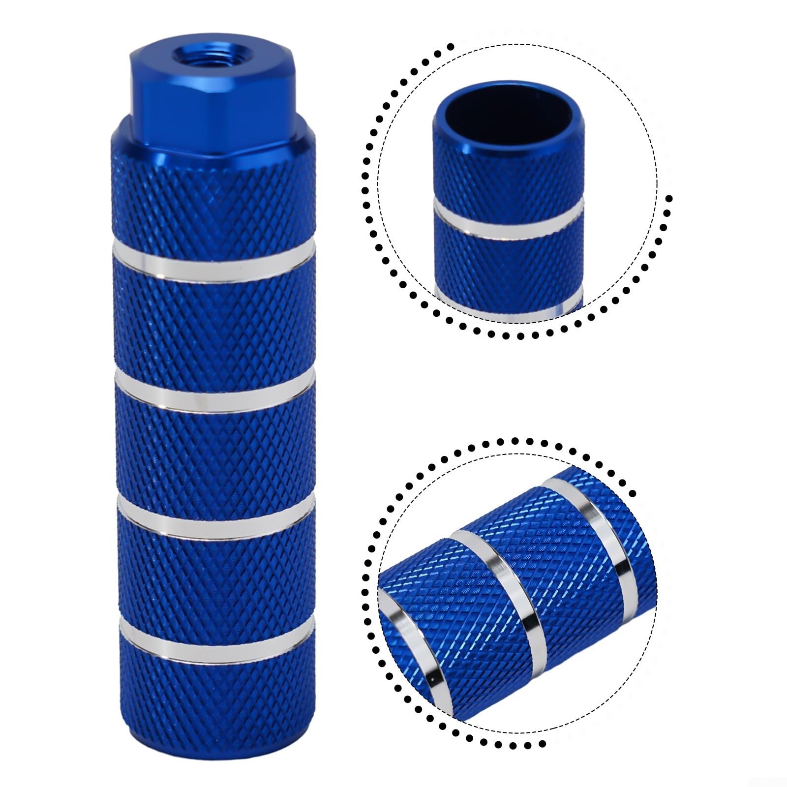 Knurled Bike Pegs for Road, Mountain & Track Bikes - Non-Slip Bicycle Pegs (Blue) | Perfect for Stunt Riding & Bike Tricks