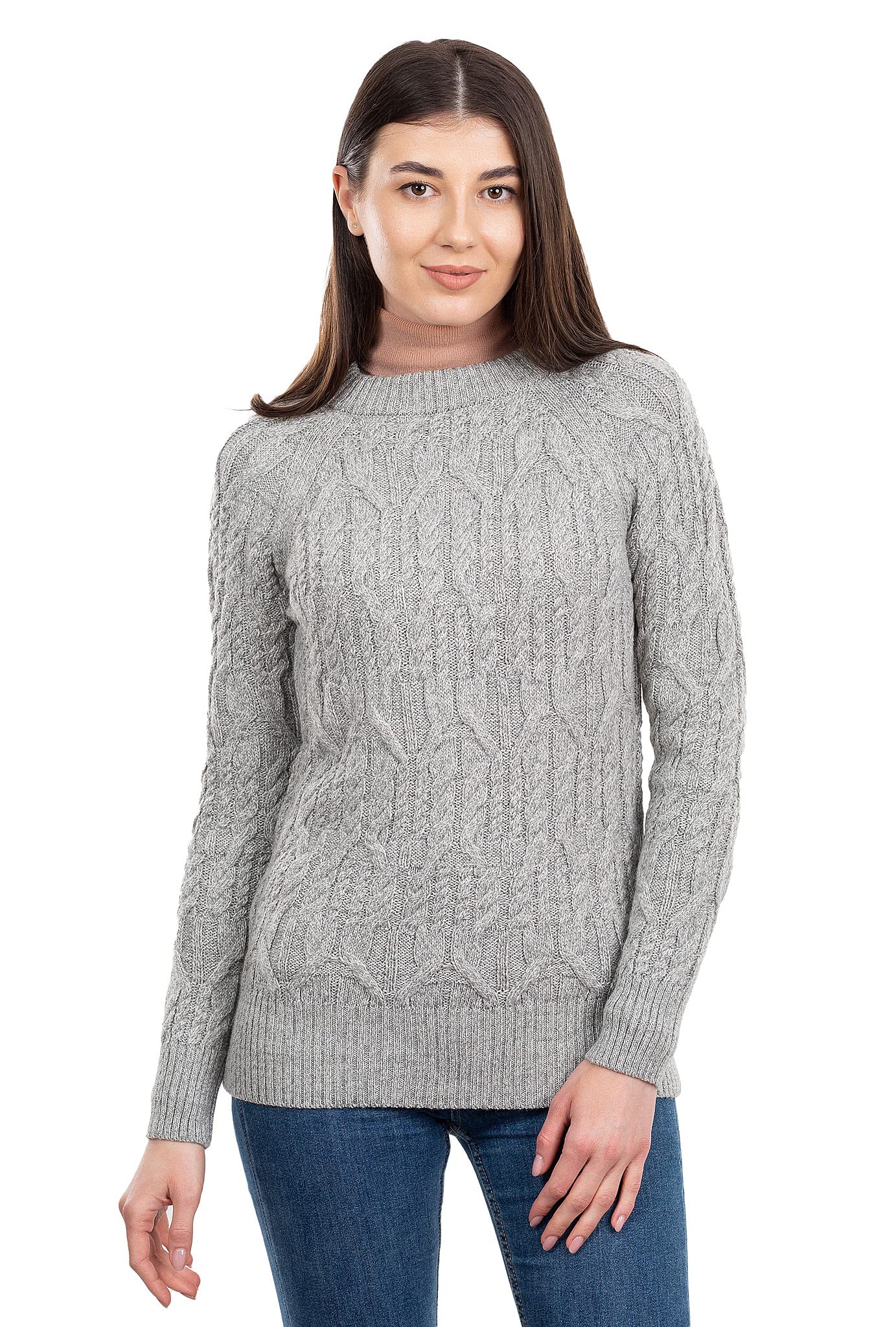 SAOL Irish Sweater for Women - Soft Merino Wool Blend Knit Pullover with Crew Neck | Warm Winter Fashion for Casual Outings & Holiday Gatherings