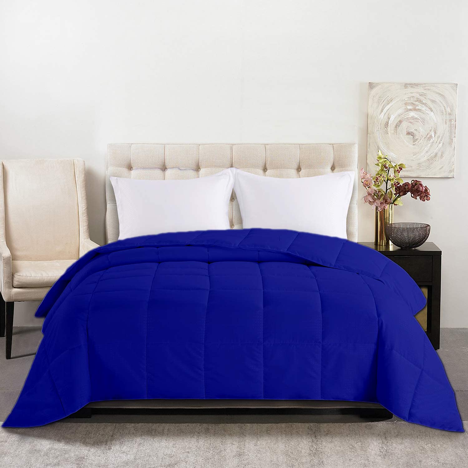 Premium Hypoallergenic Down Alternative Comforter - Ultra Soft 750 Fill Power, Full Size 82x86 Inches, All Season Luxury Cotton Bedding - Royal Blue for Cozy Bedroom Decor & Guest Room Essentials