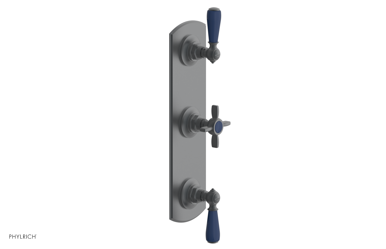 Jamestown Thermostatic Shower Valve with Dual Volume Control - Navy Blue Accents (Model 4-740) for Modern Bathroom & Spa Experience