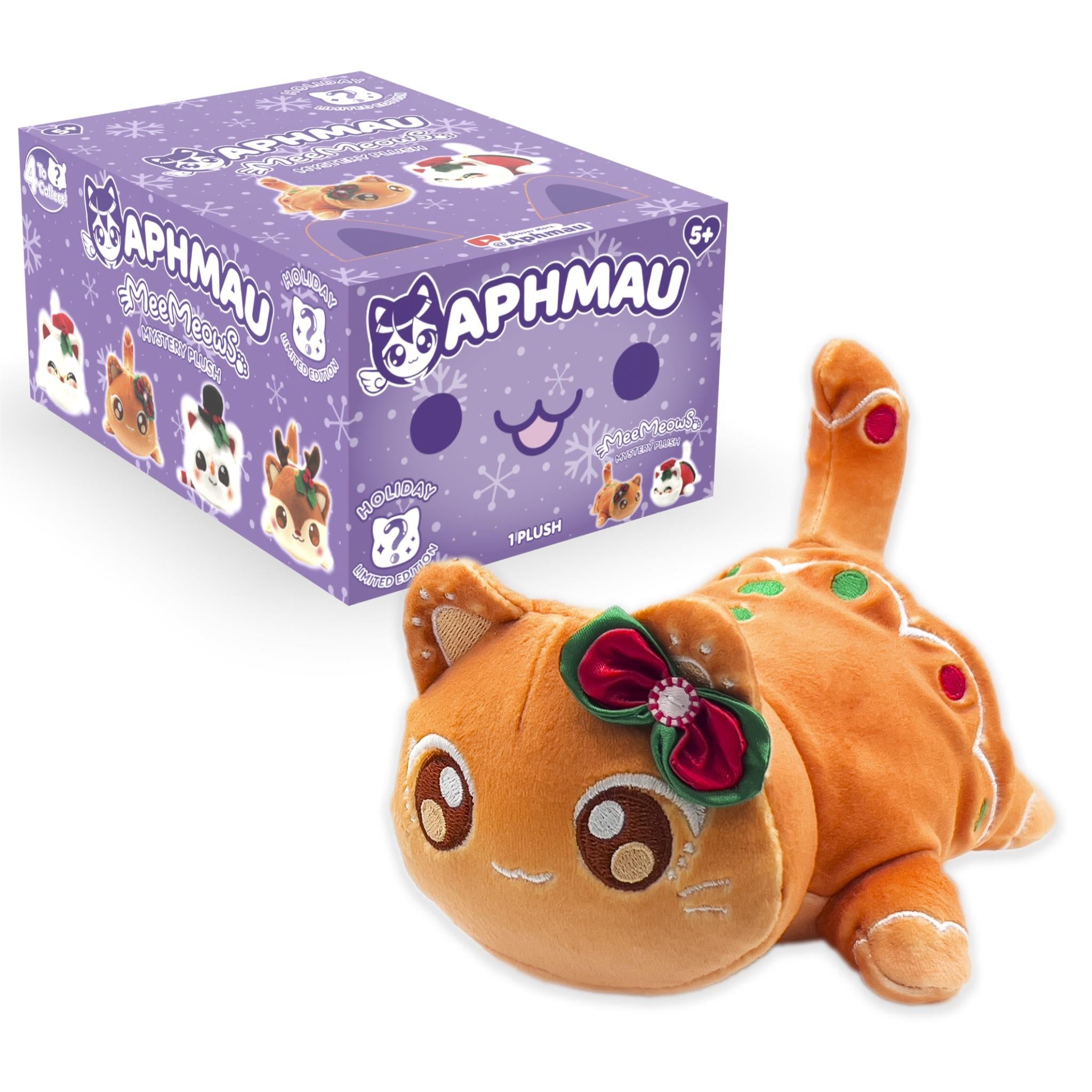 Aphmau MeeMeows 6-Piece Christmas Mystery Blind Box Collection - Cute Cat Plush Toys for Kids, Gift Exchange & Holiday Decorations