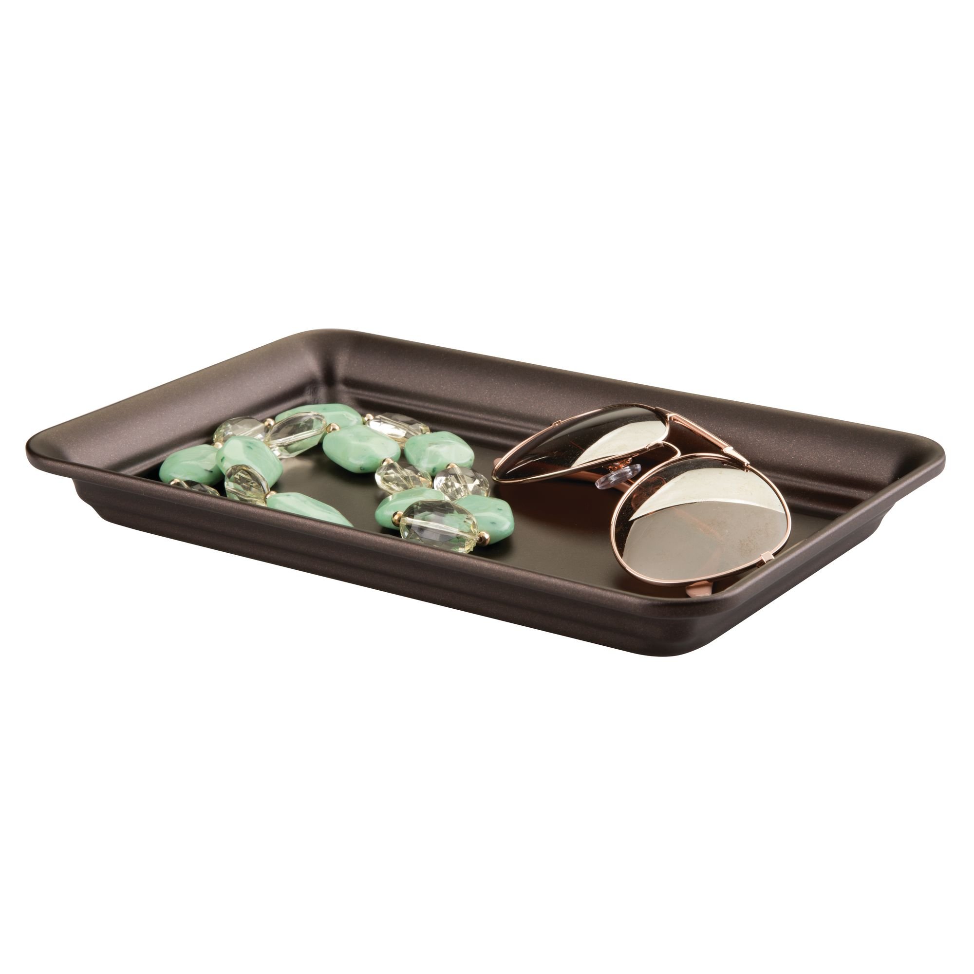 iDesign Decorative Vanity Tray Organizer - Set of 2 Bronze Countertop Storage Trays (9.7