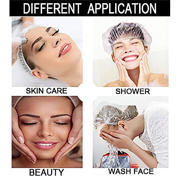 **OSEN Reusable Waterproof Shower Cap for Men & Women - Elastic Hair Bath Cap for Swimming, Bathing, Showering, Makeup & Styling - Transparent (Pack of 100) - Perfect for Travel, Spa & Home Use**