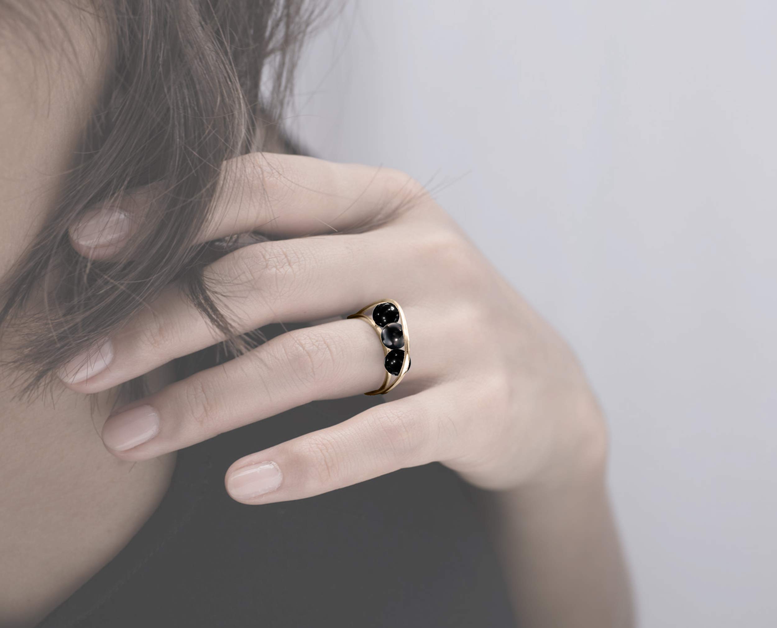 Majade Black Tourmaline Ring - 14K Gold Minimalist Gemstone Engagement Ring | Unique Crystal Jewelry for Non-Traditional Weddings & Spiritual Protection